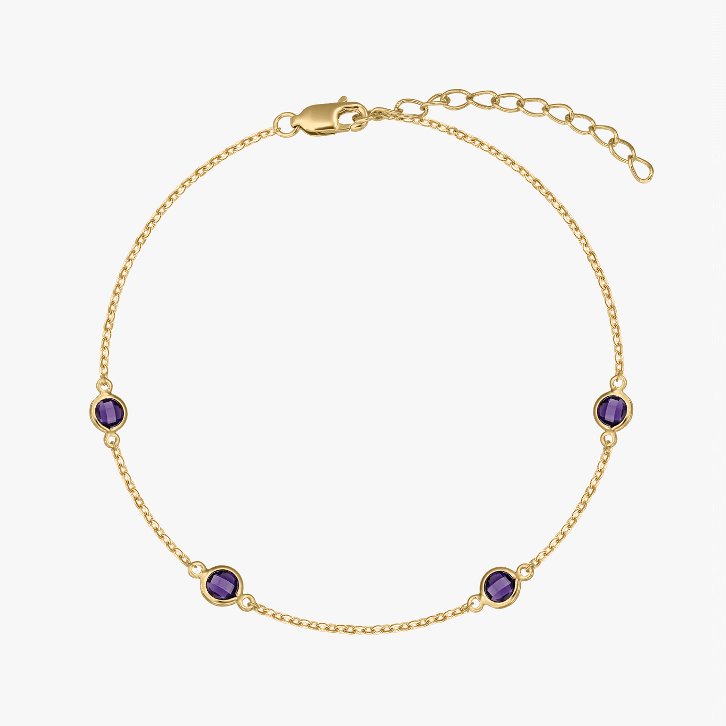 Indira Silver Birthstone Bracelet Golden February - Amethyst