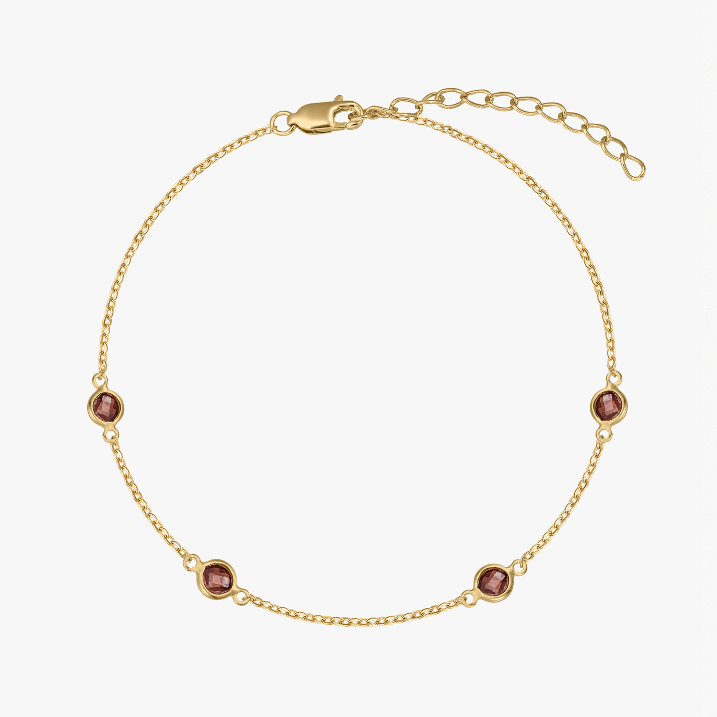 Birthstone Silver Bracelet Golden January - Garnet - Indira