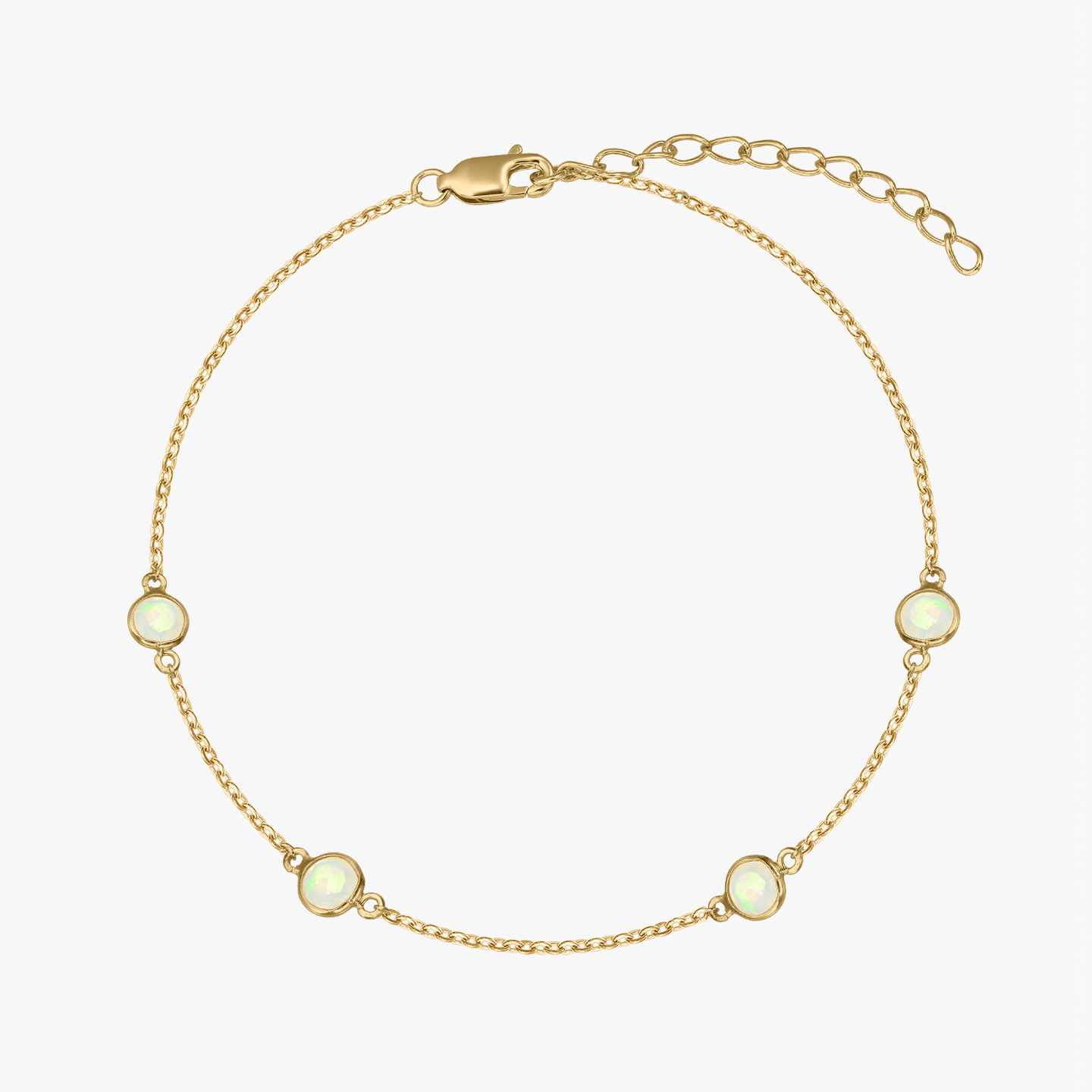 Silver Birthstone Bracelet Golden October - Opal - Indira