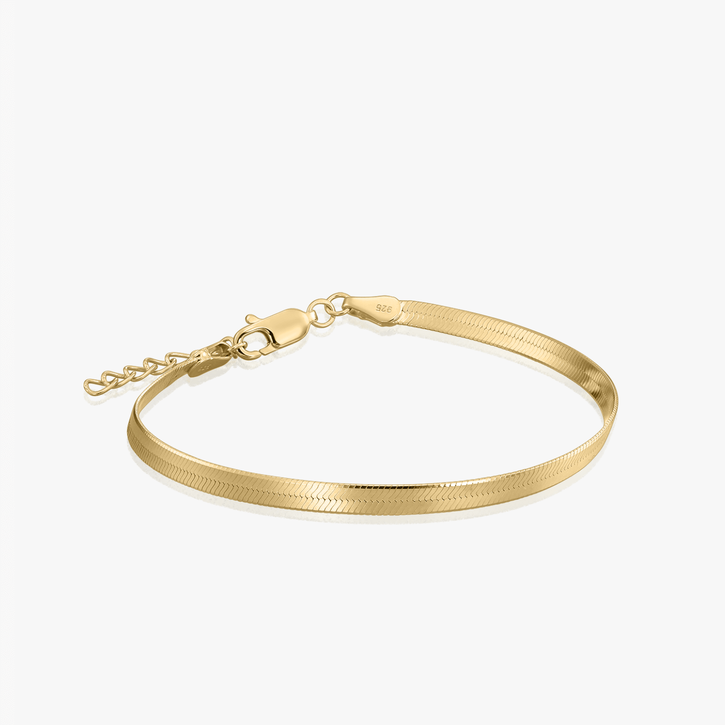 Golden Herringbone Silver Bracelet