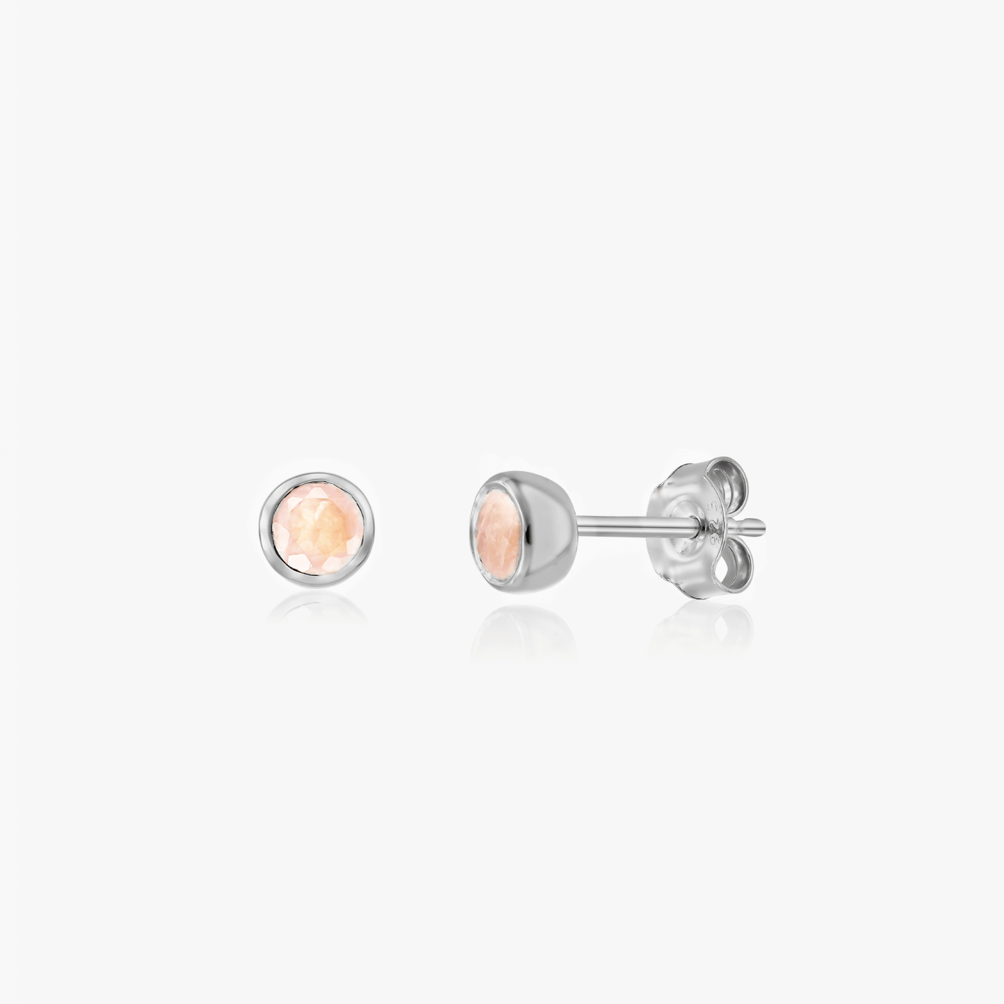 Birthstone Silver Earrings - Rose Quartz - Indira
