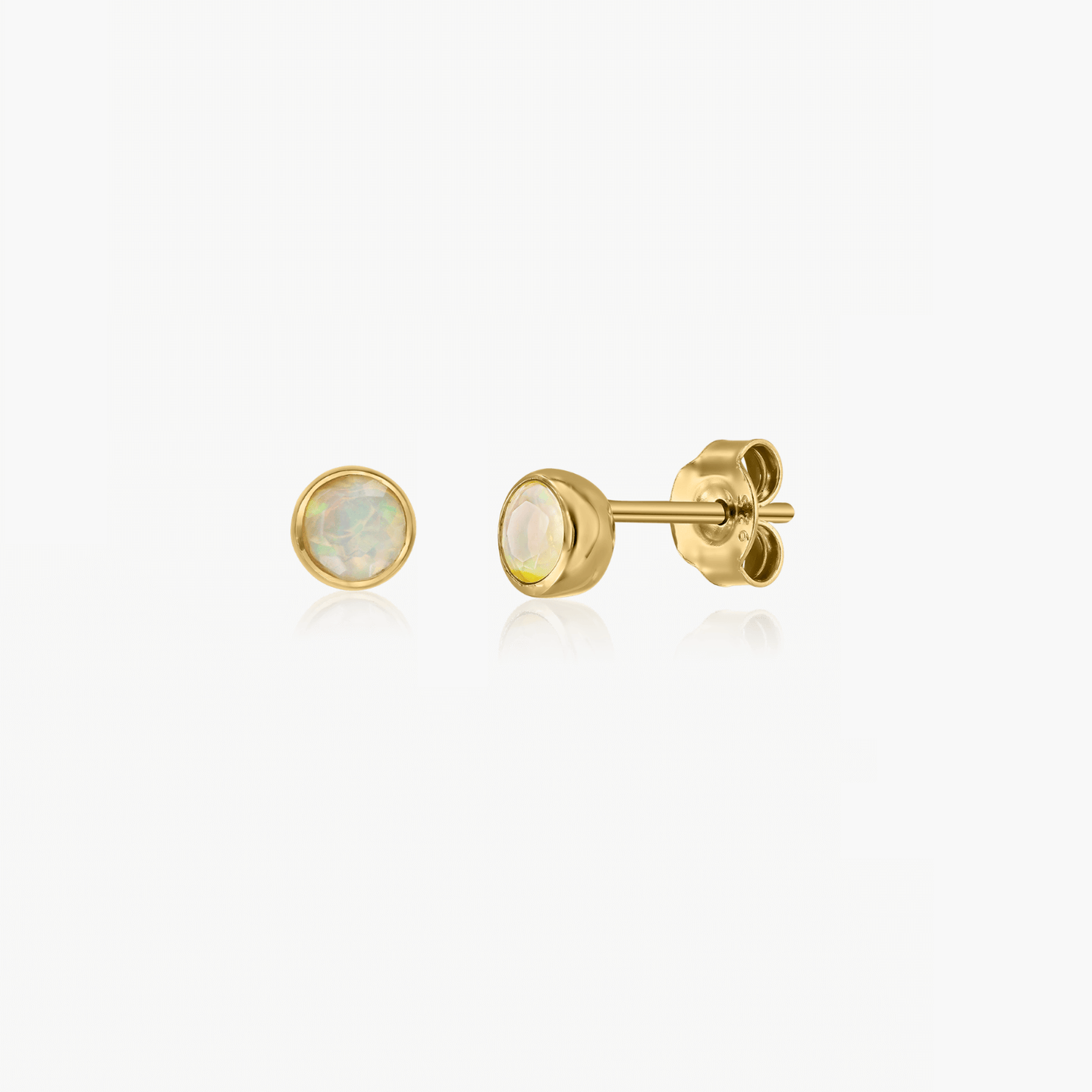 Silver Birthstone Earrings Golden October - Opal - Indira