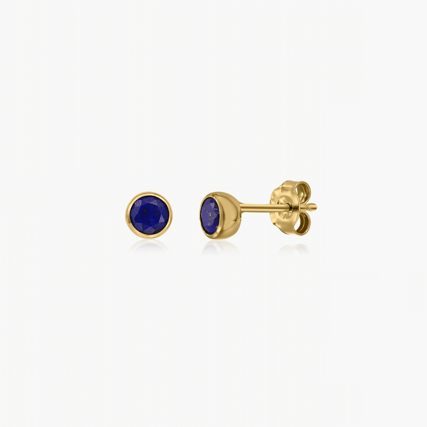 Birthstone Golden September Silver Earrings - Lapis Lazuli - Indira