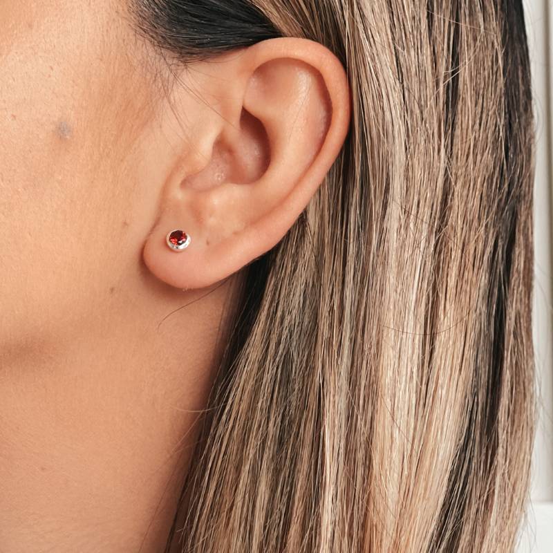 Silver earrings Birthstone January - Garnet