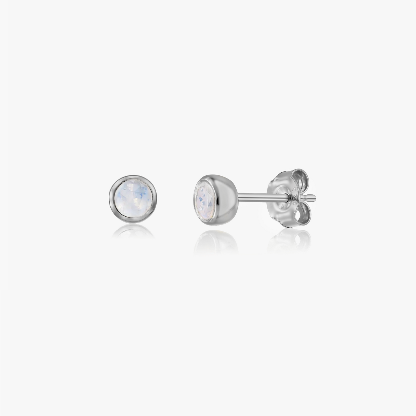 Birthstone June Silver Earrings - Moonstone - Indira