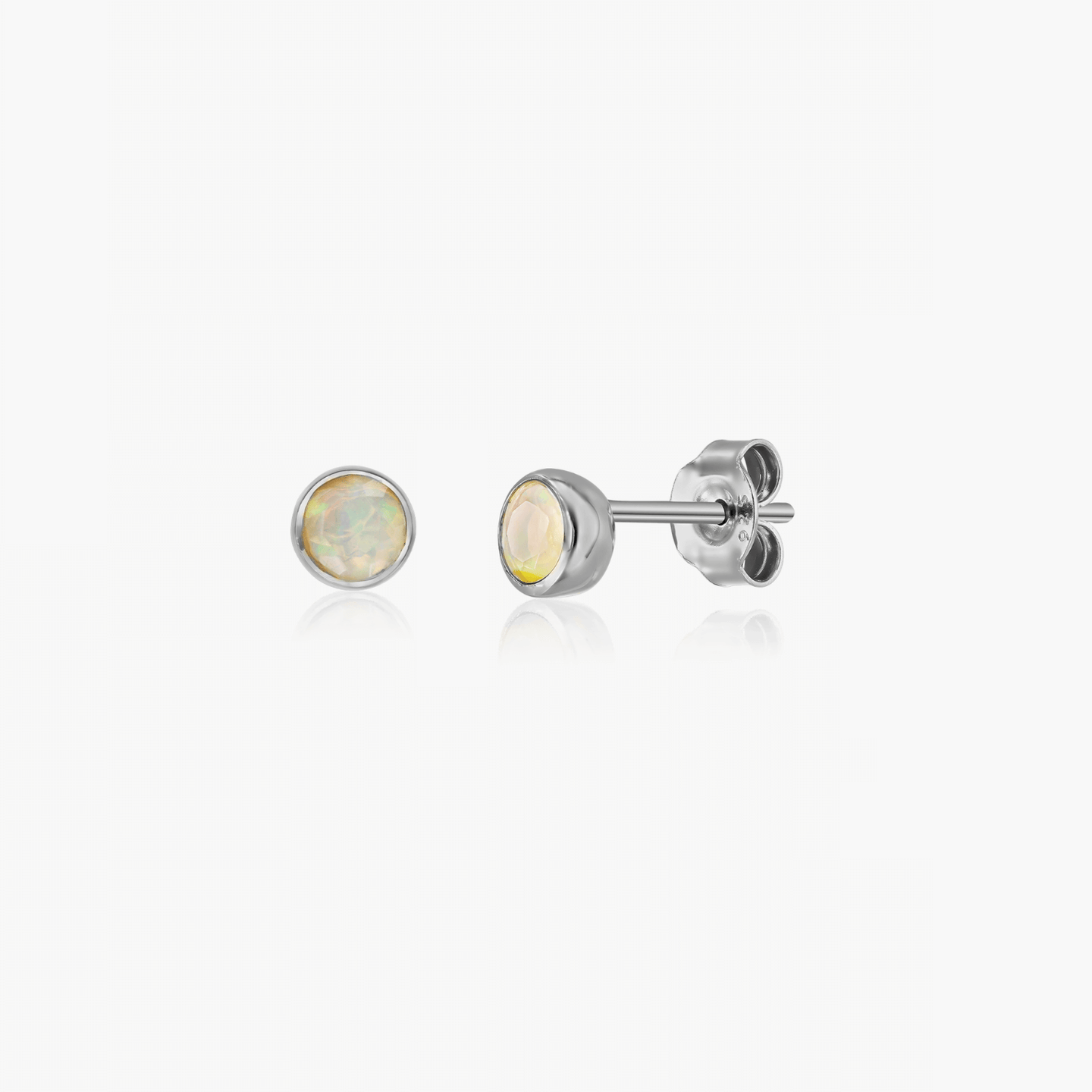 Silver Birthstone Earrings October - Opal - Indira
