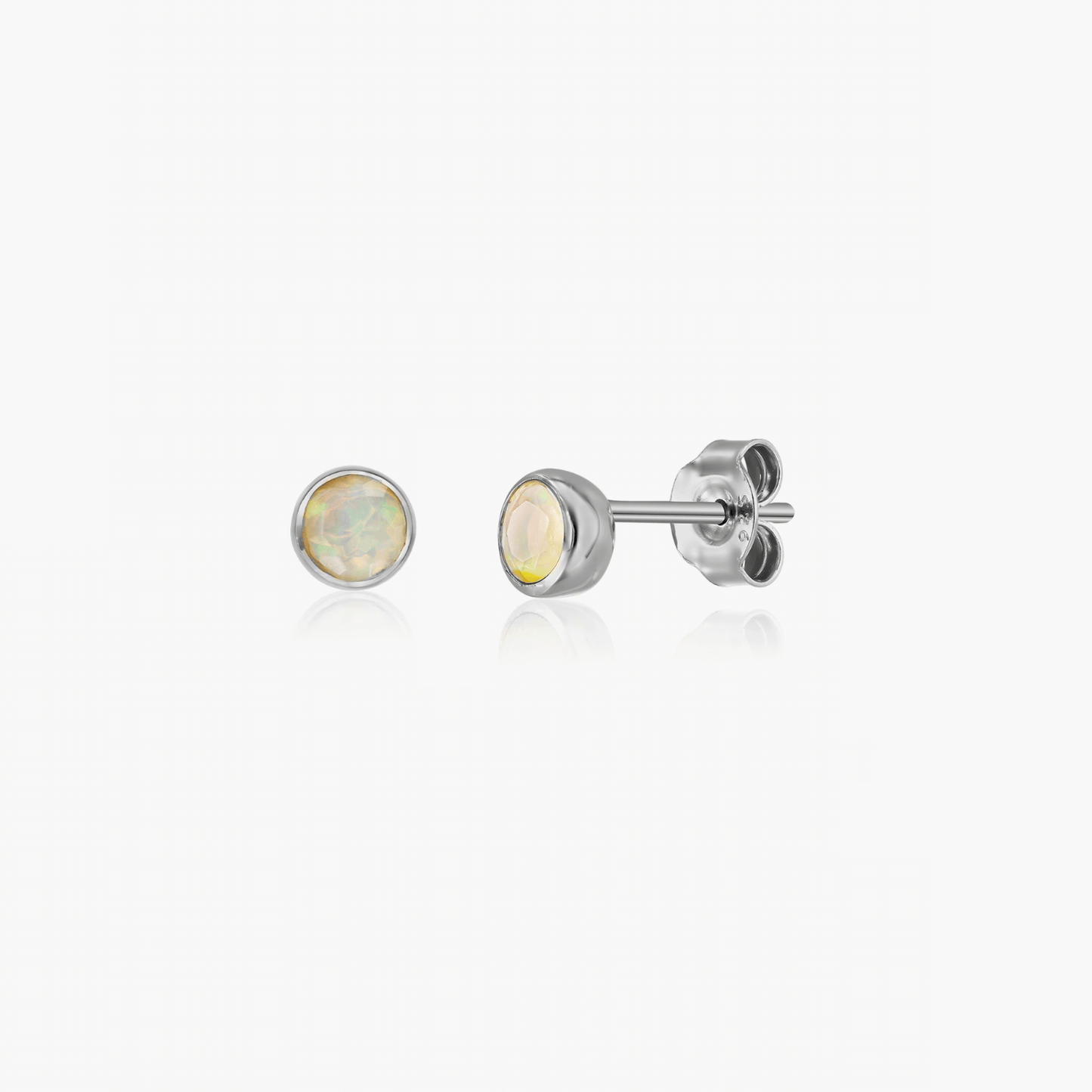 Silver earrings Birthstone October - Opal