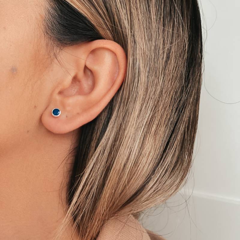 Silver earrings Birthstone September - Lapis