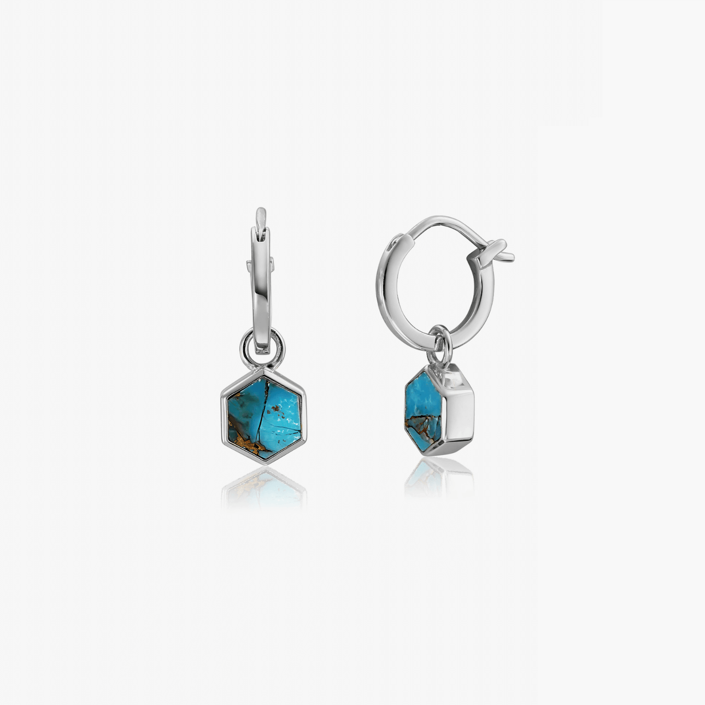 Charlotte Silver Earrings - Turquoise Blue Copper - Indira