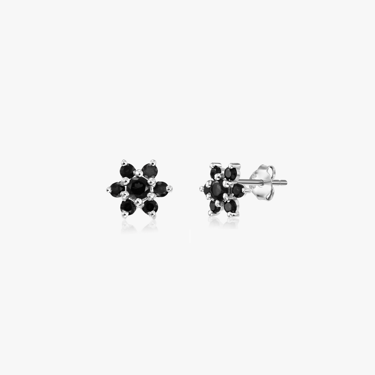 Dahlia silver earrings - Black Onyx
