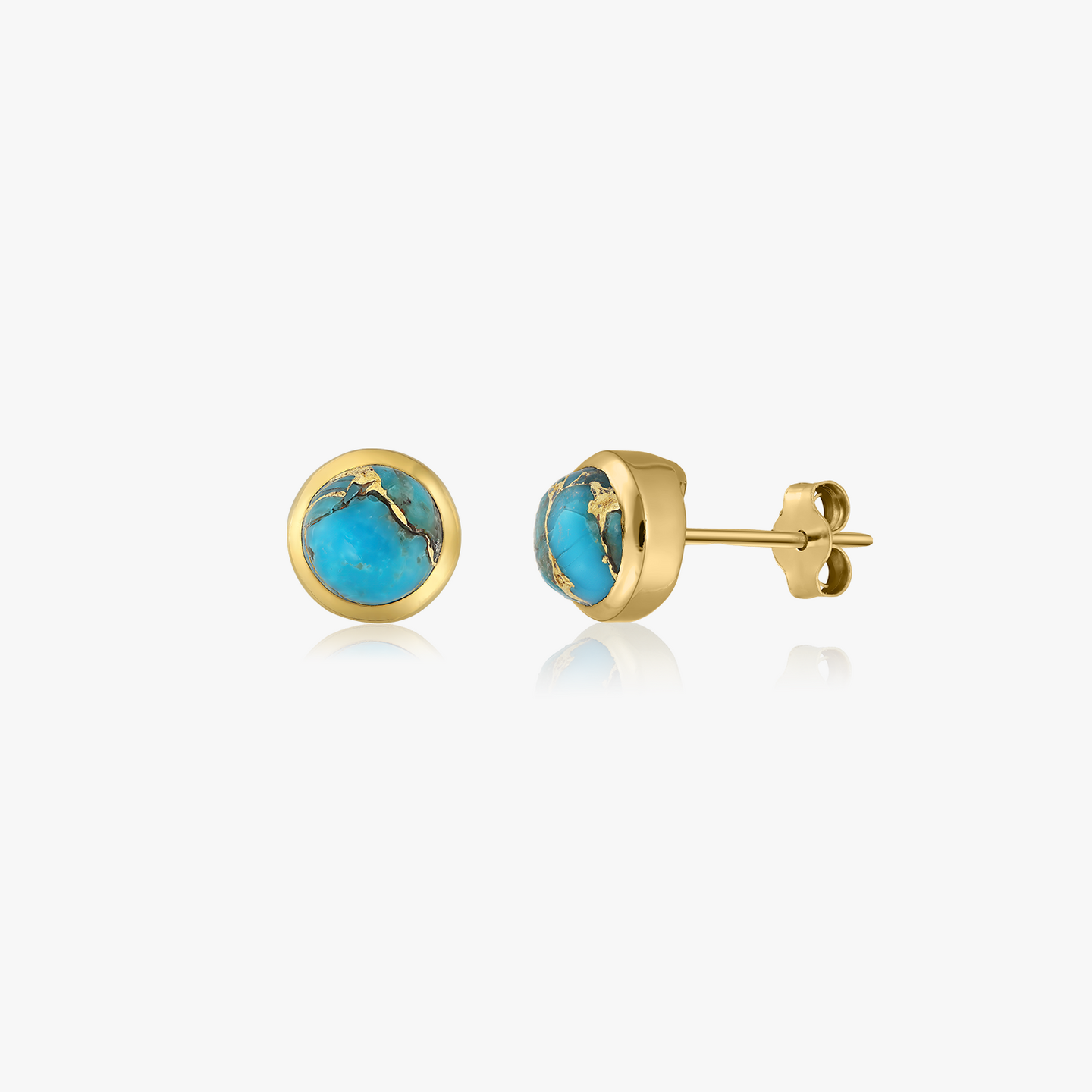 Golden Kaylee Silver Earrings - Turquoise - Indira
