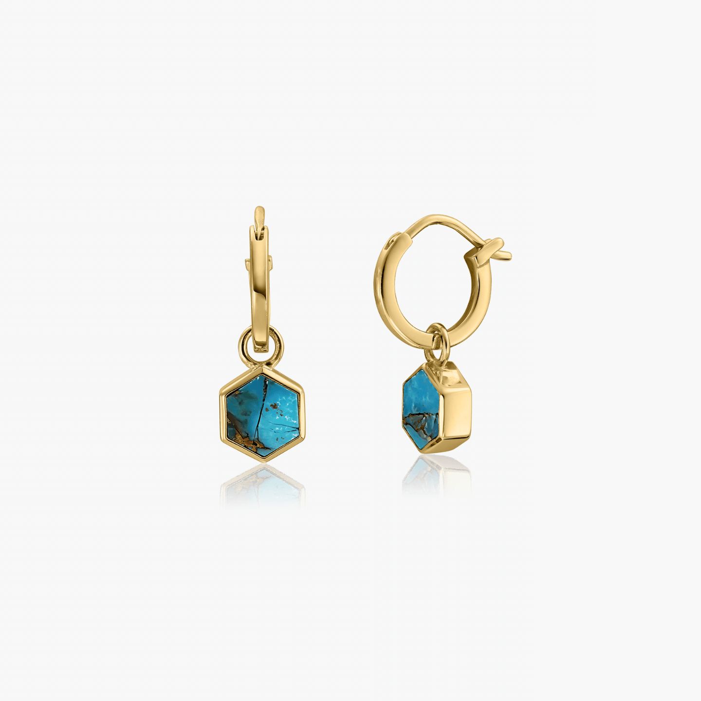 Golden Charlotte Silver Earrings - Turquoise Blue Copper - Indira