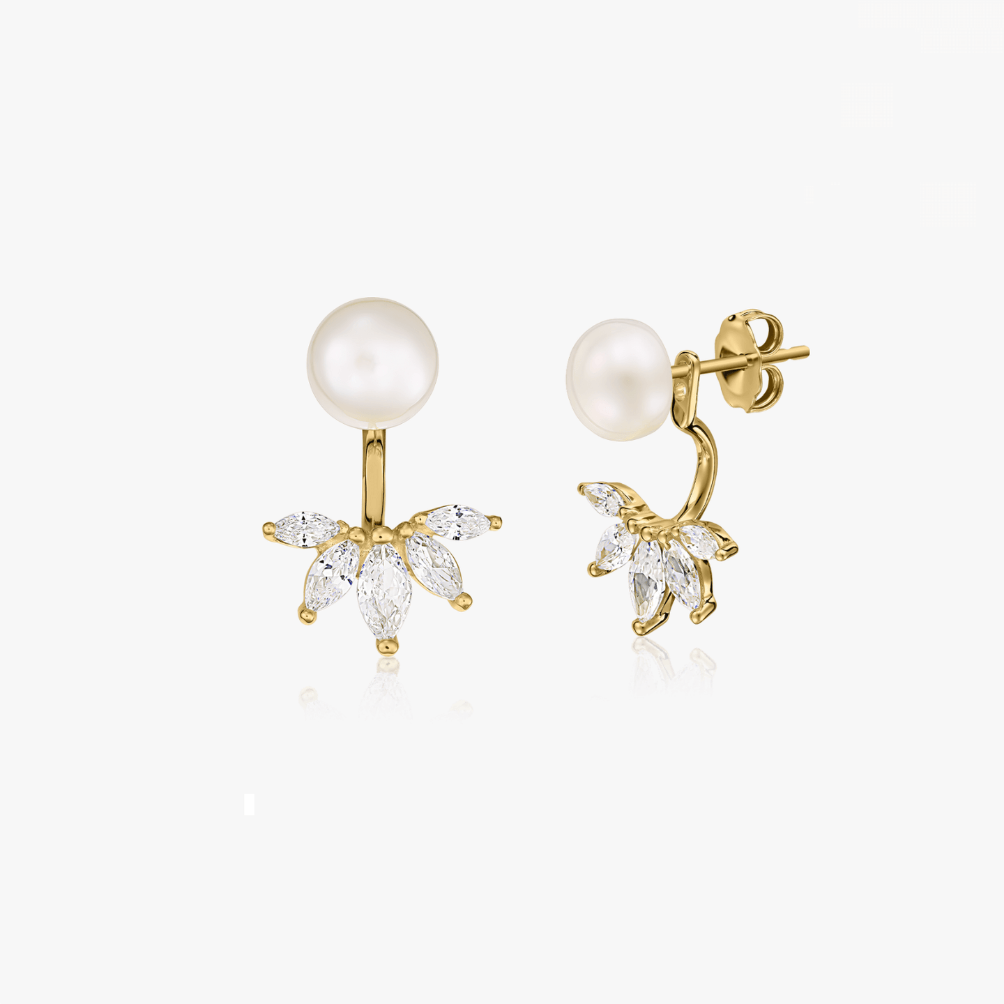 Golden Day to Night Silver Earrings - Natural Pearls - Indira