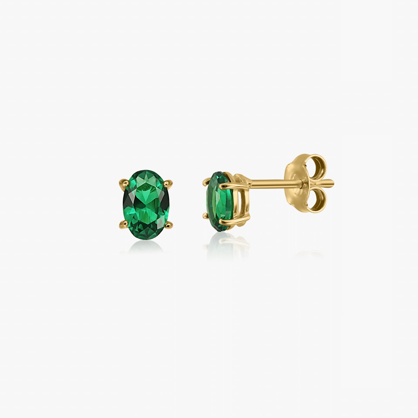 Golden Reina Silver Earrings - Green Zirconia - Indira