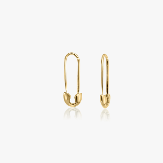 Golden Safety Pin Silver Earrings