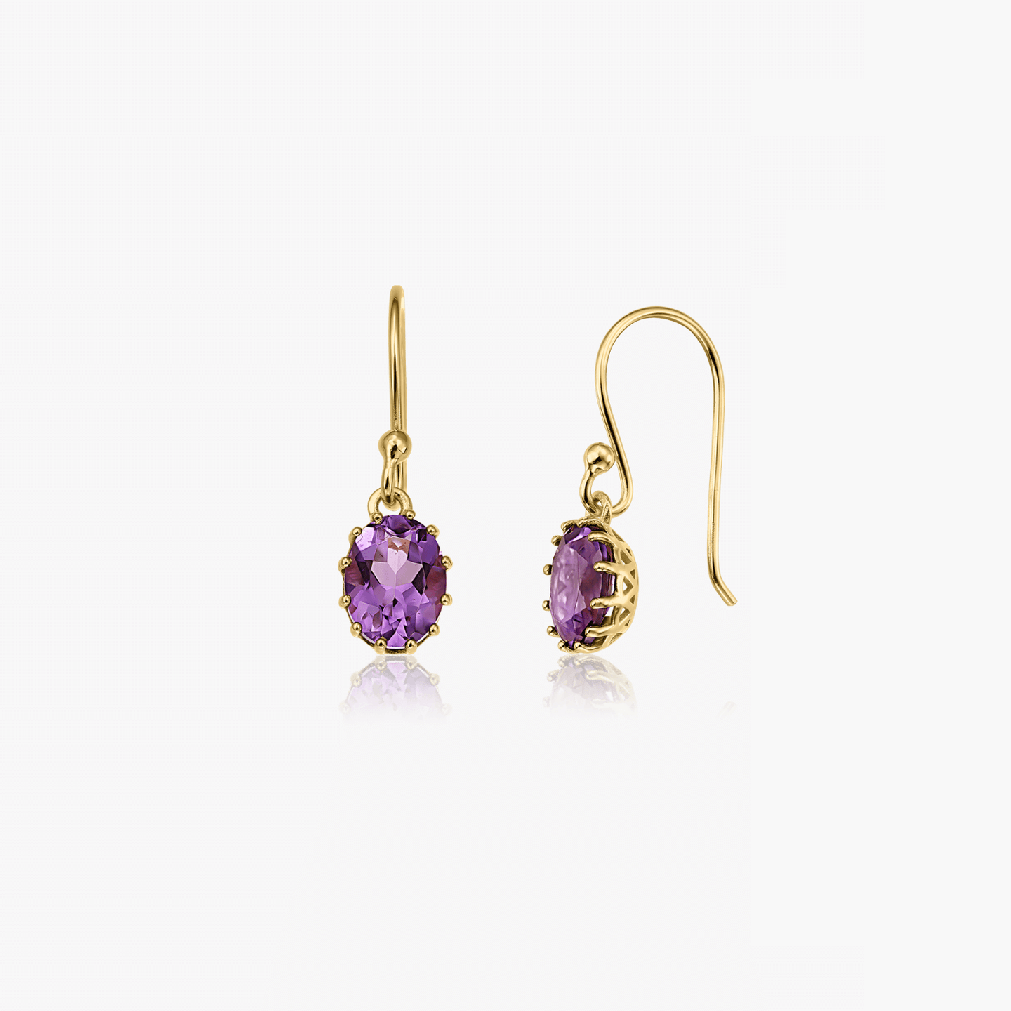 Golden Serene Silver Earrings - Amethyst - Indira