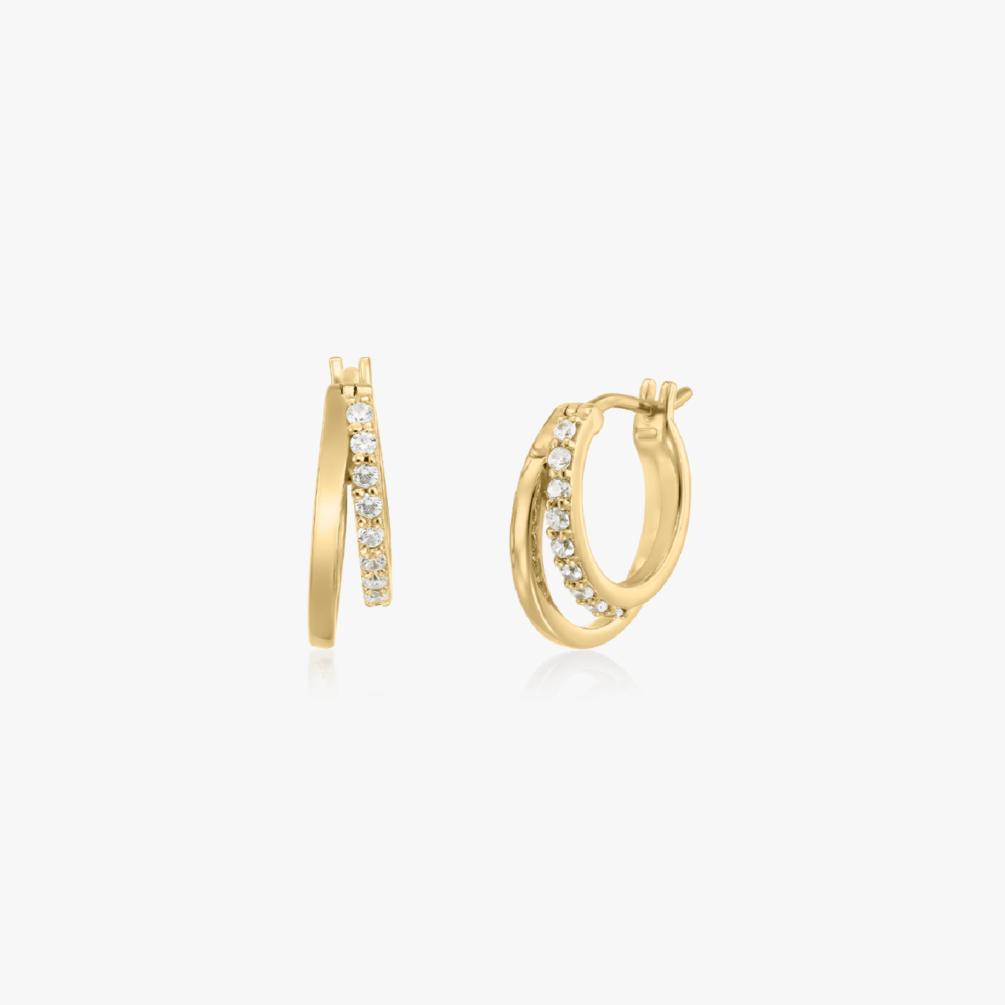 Golden Siamese Silver Earrings - Zirconia - Indira