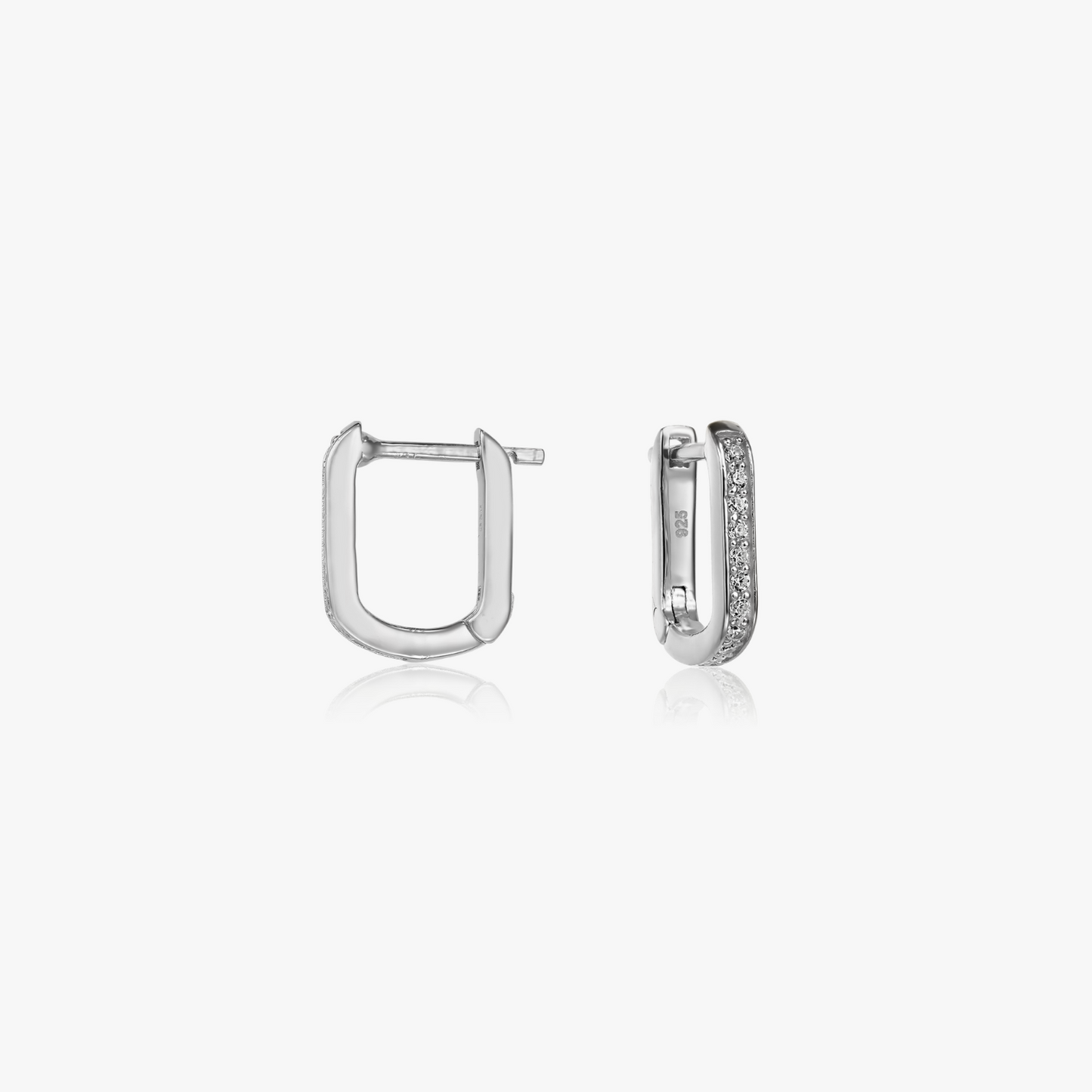 U Hoops silver earrings - Zirconium