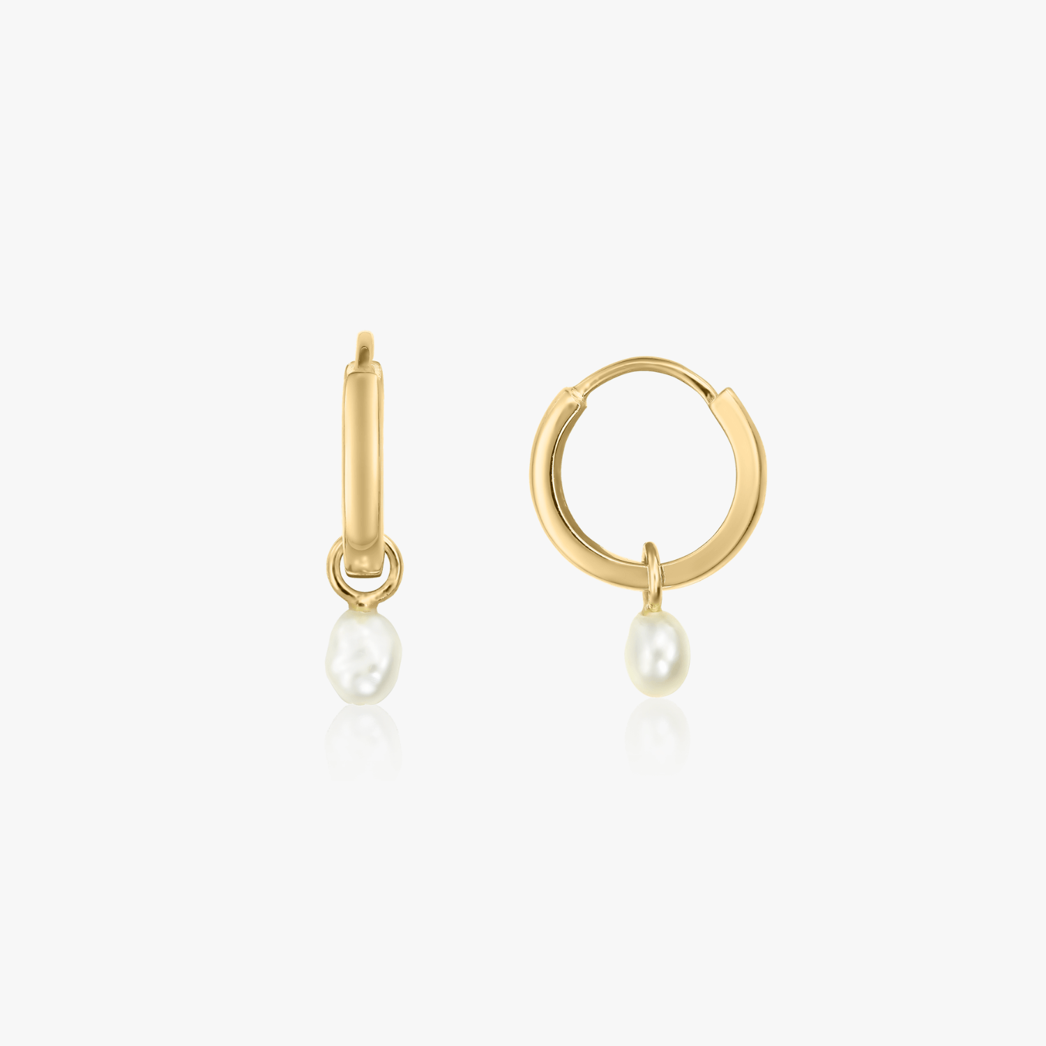 Little Golden Drop Silver Earrings - Natural Pearls