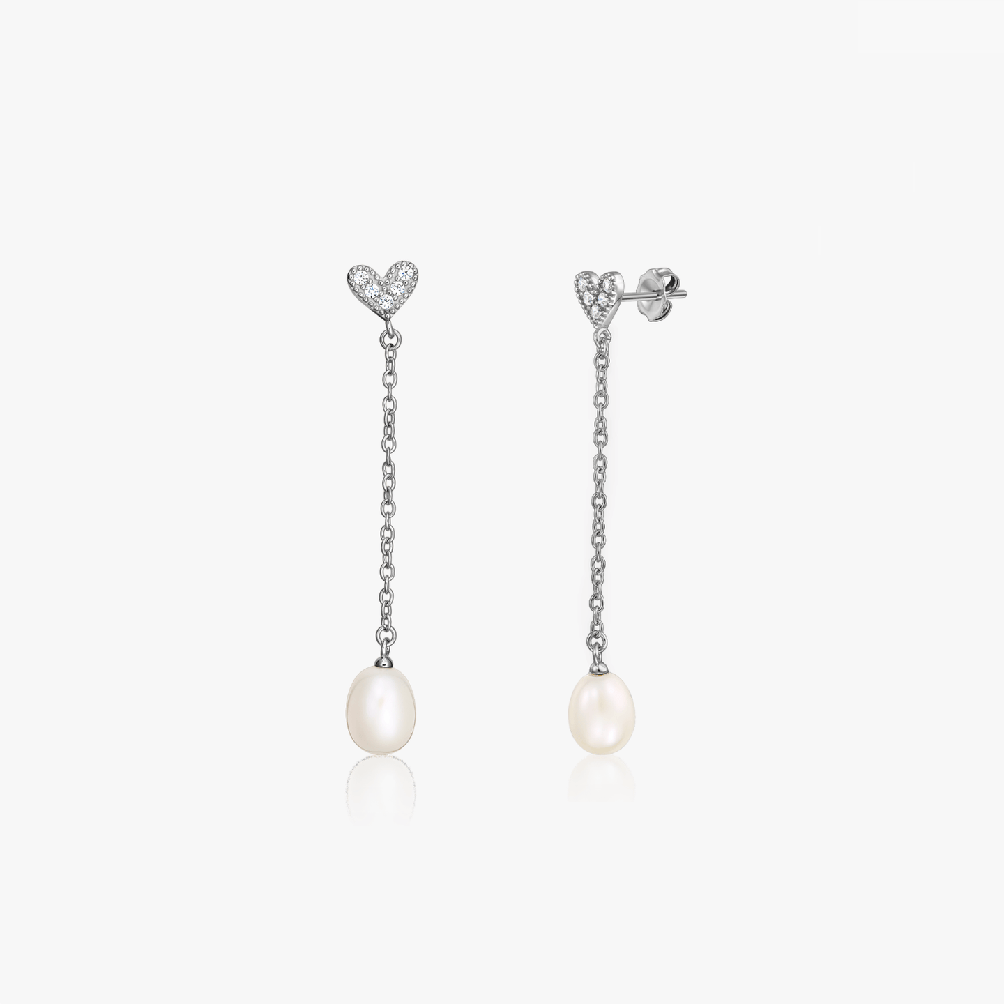 Never Let You Go Silver Earrings - Natural Pearls - Indira