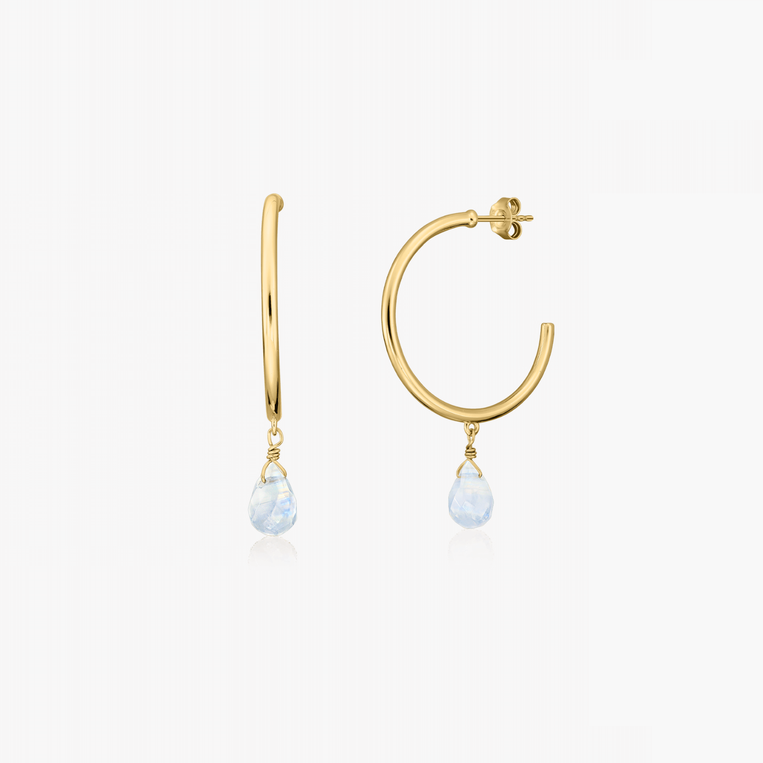 Rainbow Golden silver earrings - Moonstone