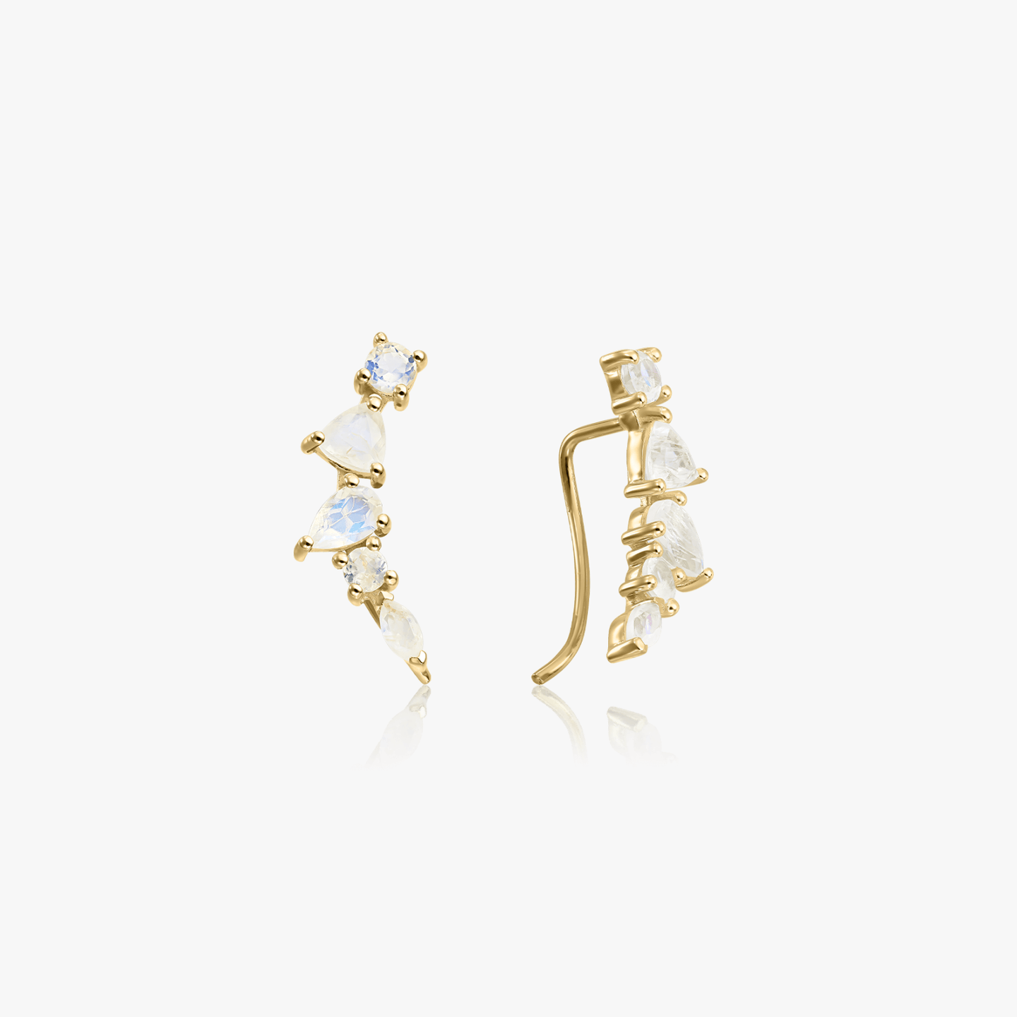 Valery Golden Silver Earrings - Moonstone - Indira