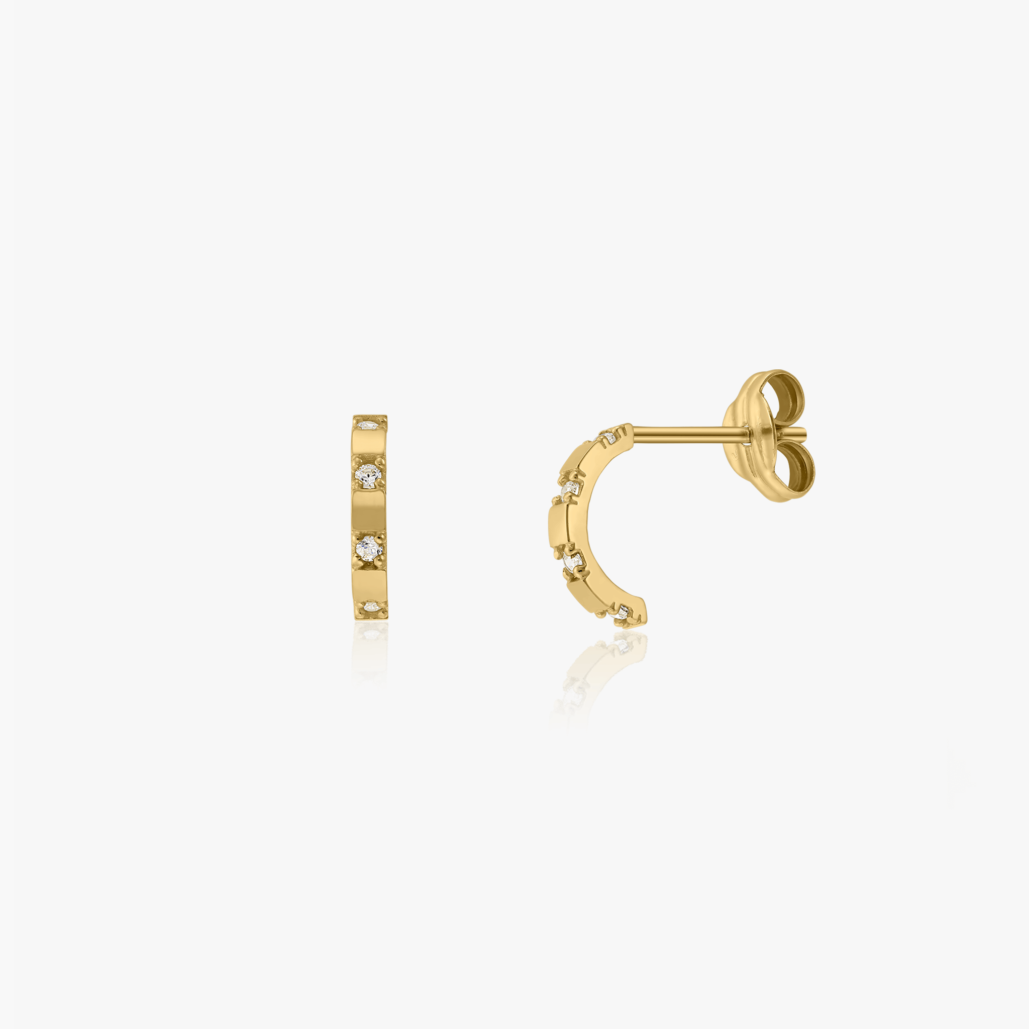 Carreau gold earrings - Zirconium