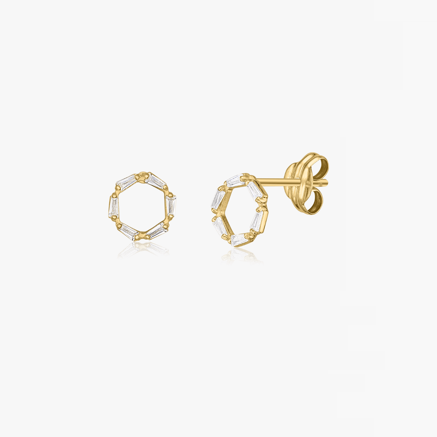 Halo Gold Earrings - Zirconia - Indira