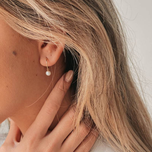 Little Drop Gold Earrings - Natural Pearls - Indira
