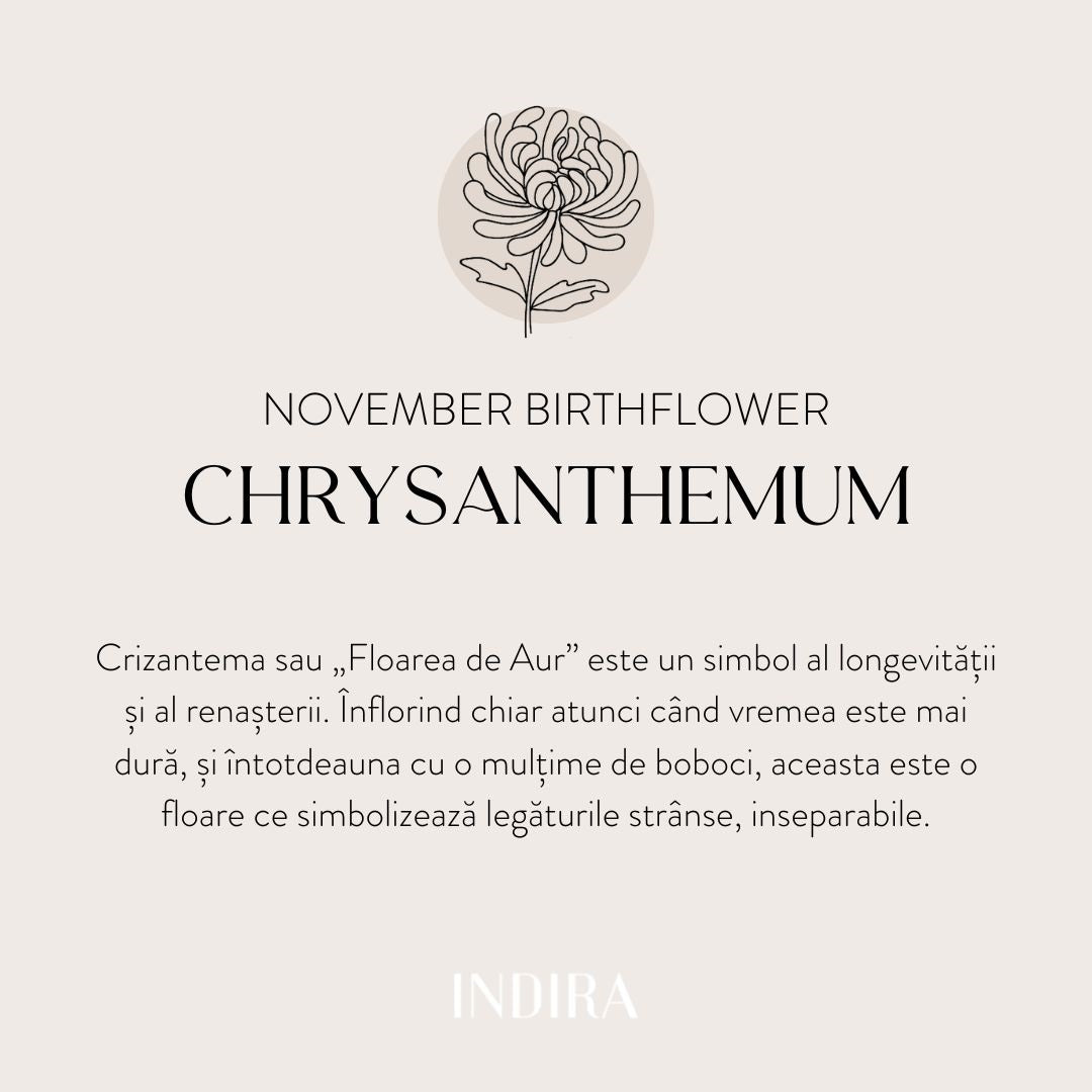 White gold pendant Birth Flower - November Chrysanthemum