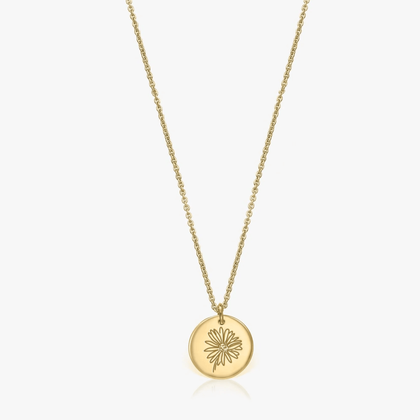 Silver Necklace Birth Flower Golden - April Daisy - Indira