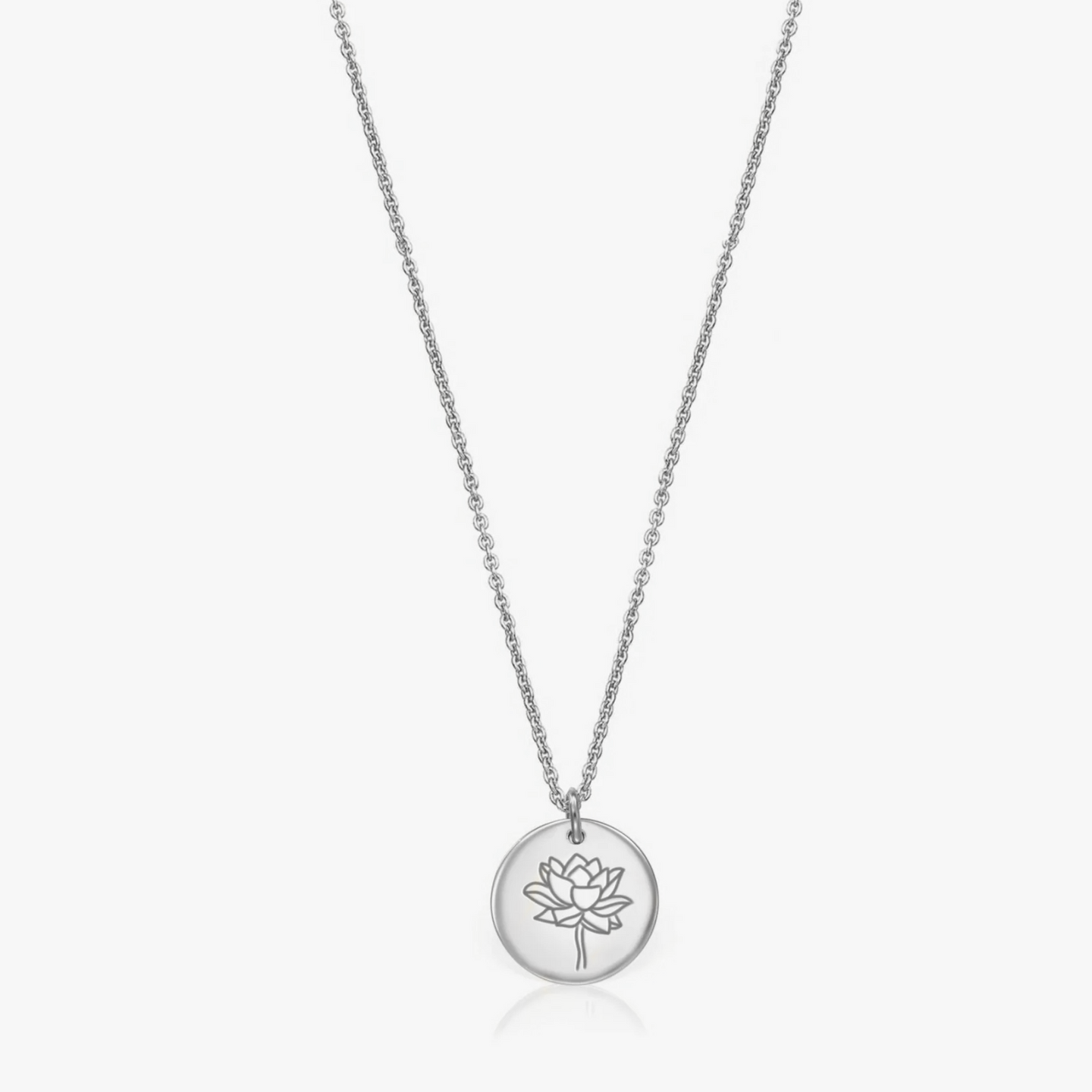 Silver Necklace Birth Flower Silver - July Lotus - Indira