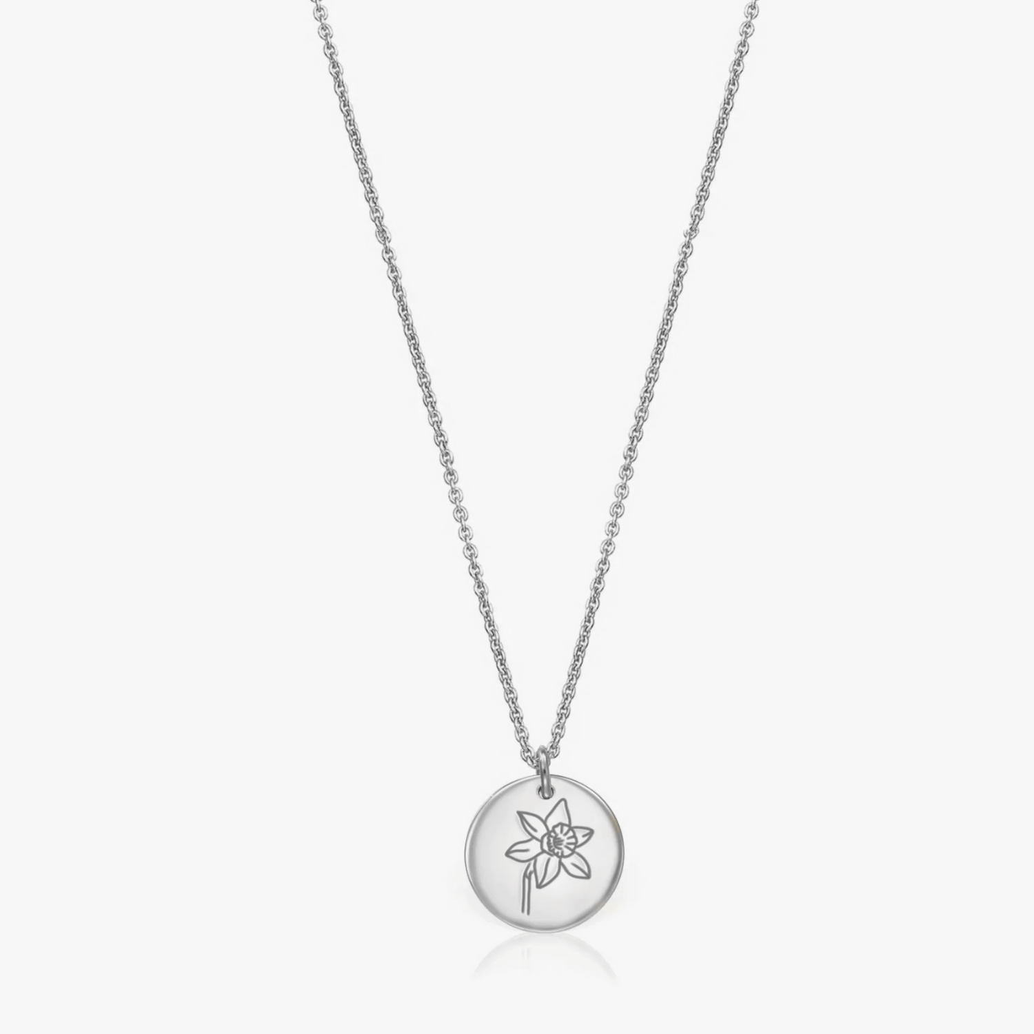 Silver Necklace Birth Flower Silver - March Daffodil - Indira