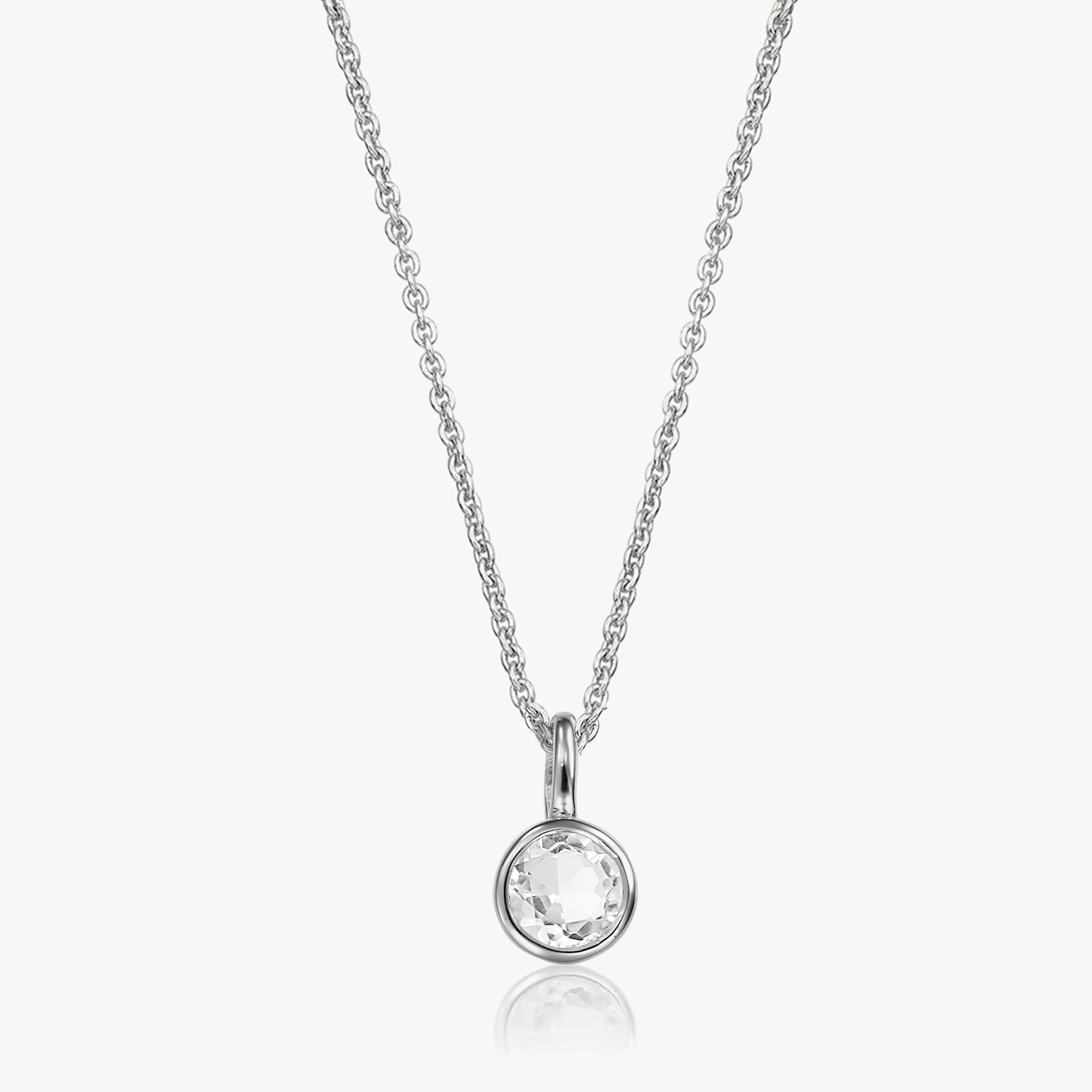 Birthstone April silver necklace - White Topaz