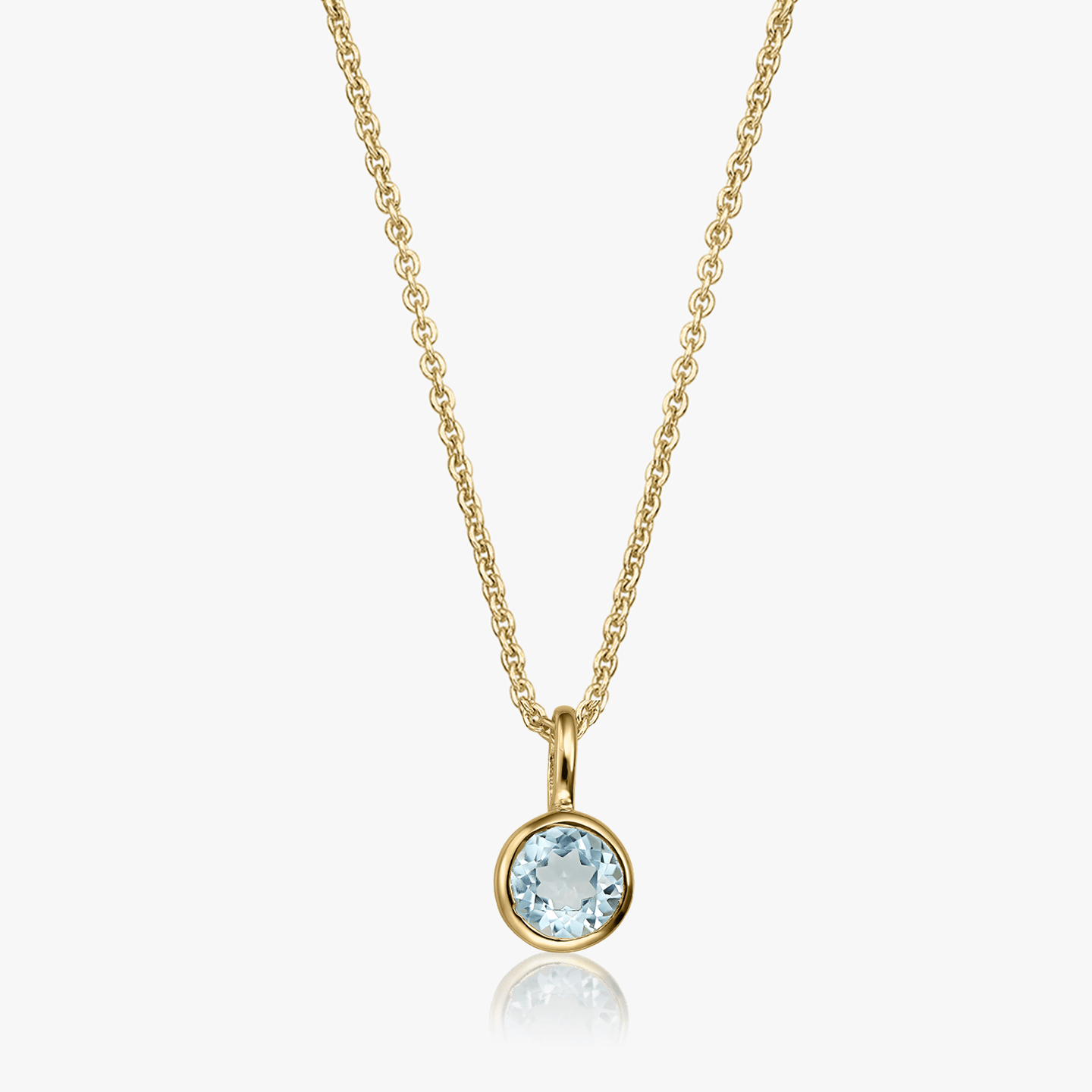 Birthstone Golden December Silver Necklace - Blue Topaz - Indira