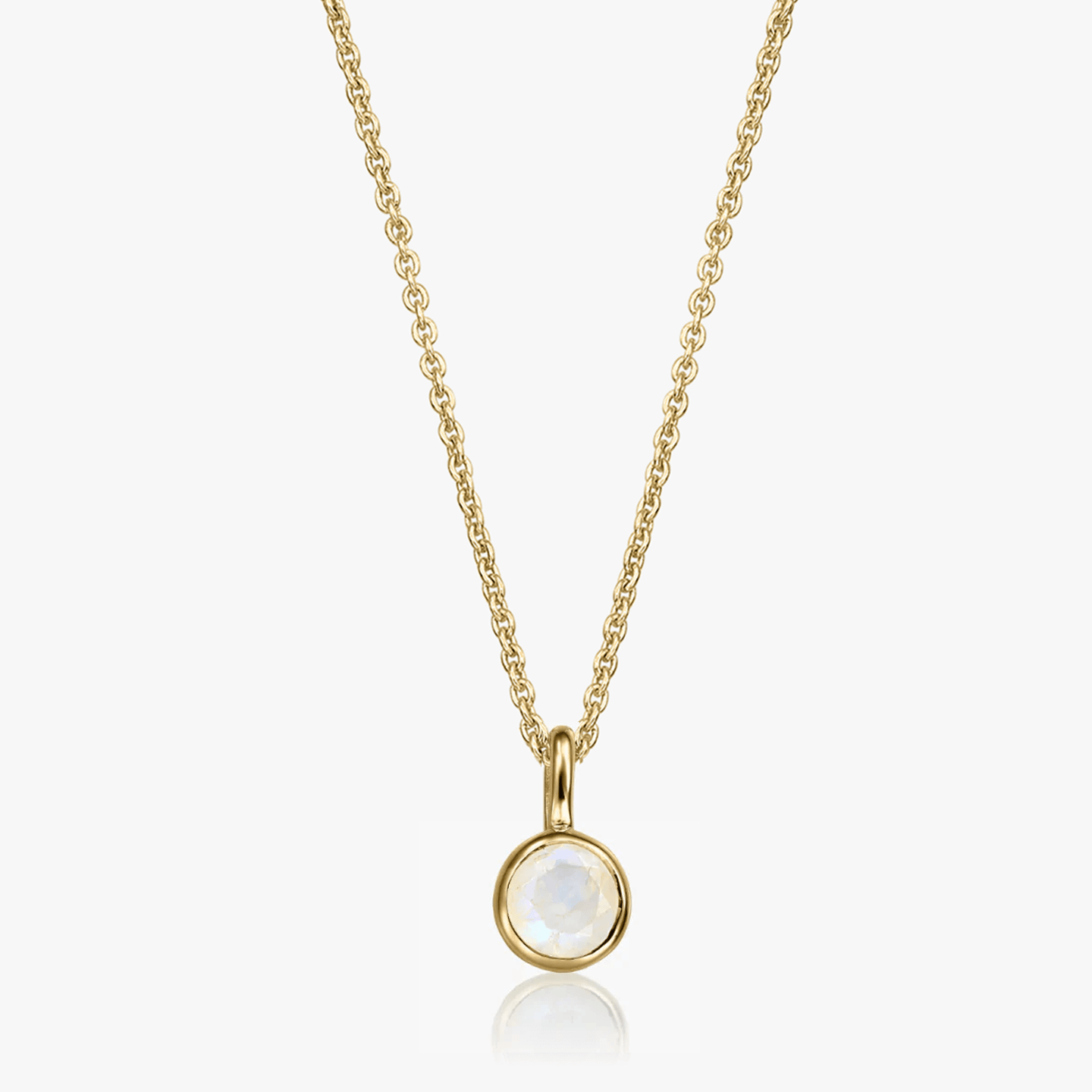 Golden Birthstone Silver Necklace June - Moonstone - Indira