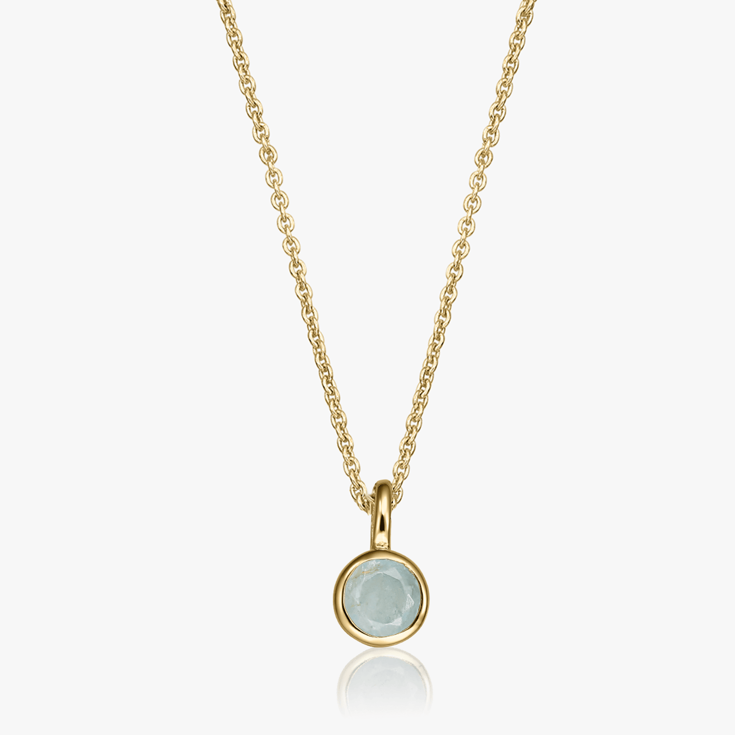 Silver Necklace Birthstone Golden March - Aquamarine - Indira