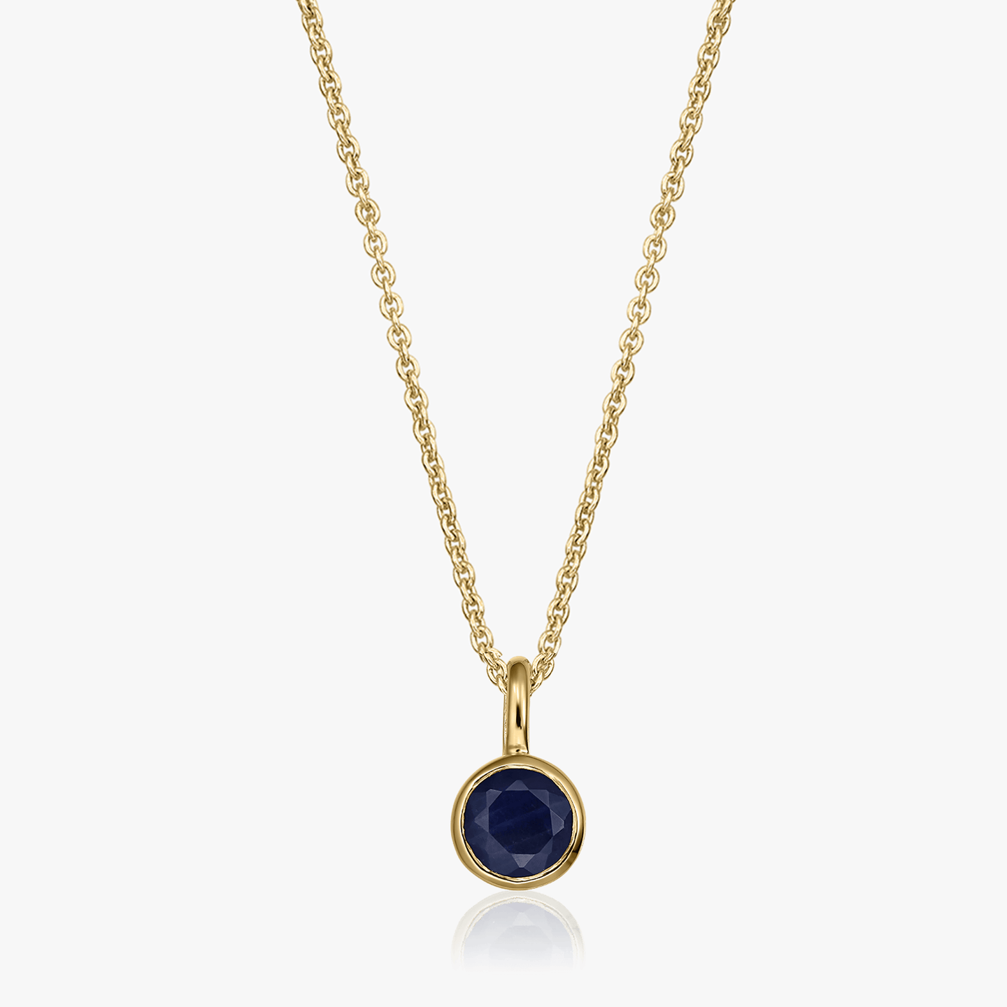 Birthstone Golden September Silver Necklace - Sapphire - Indira