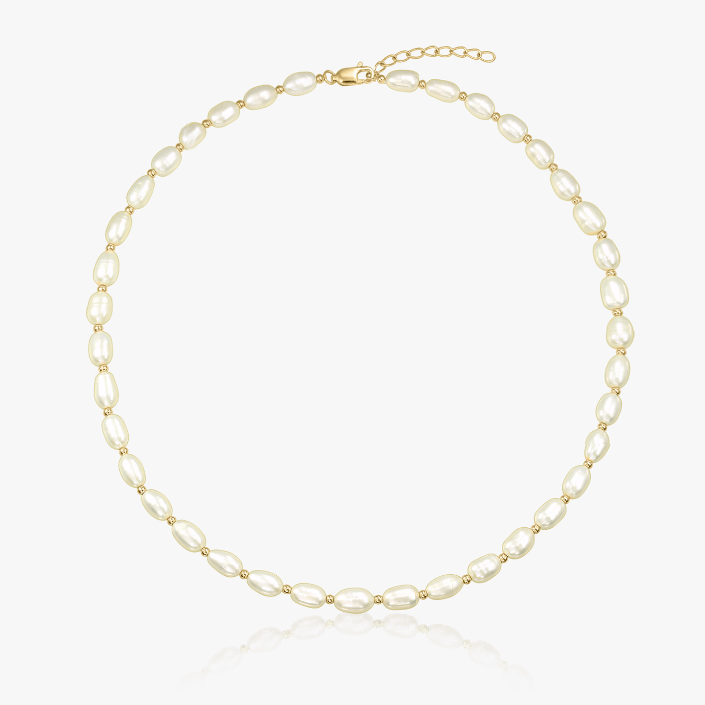 Chérie Golden Silver Necklace - Natural Pearls - Indira