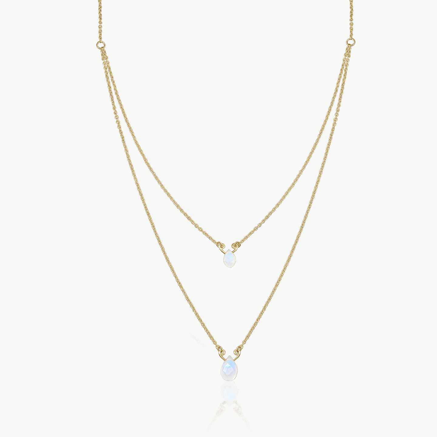 Double Rainbow Golden Silver Necklace – Moonstone - Indira