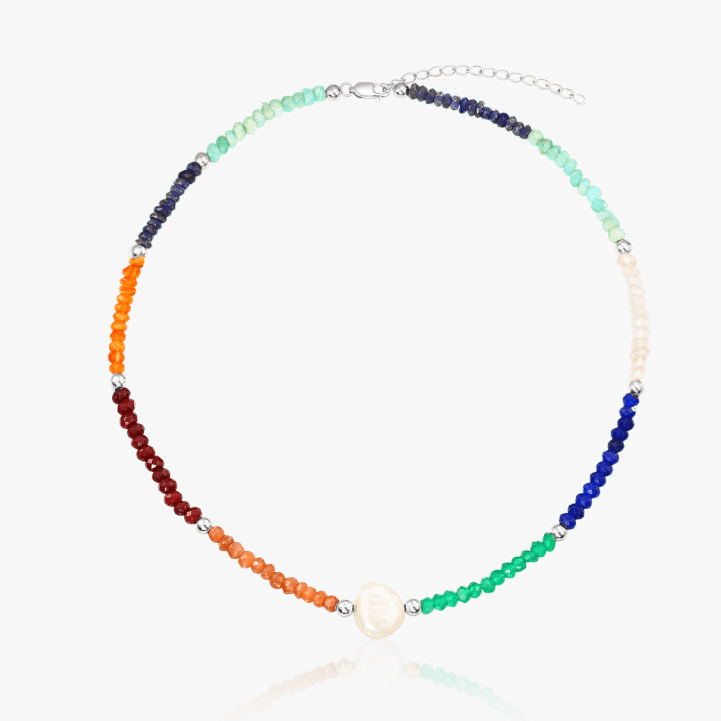 Freya Silver Necklace - Semi-Precious Stones - Indira