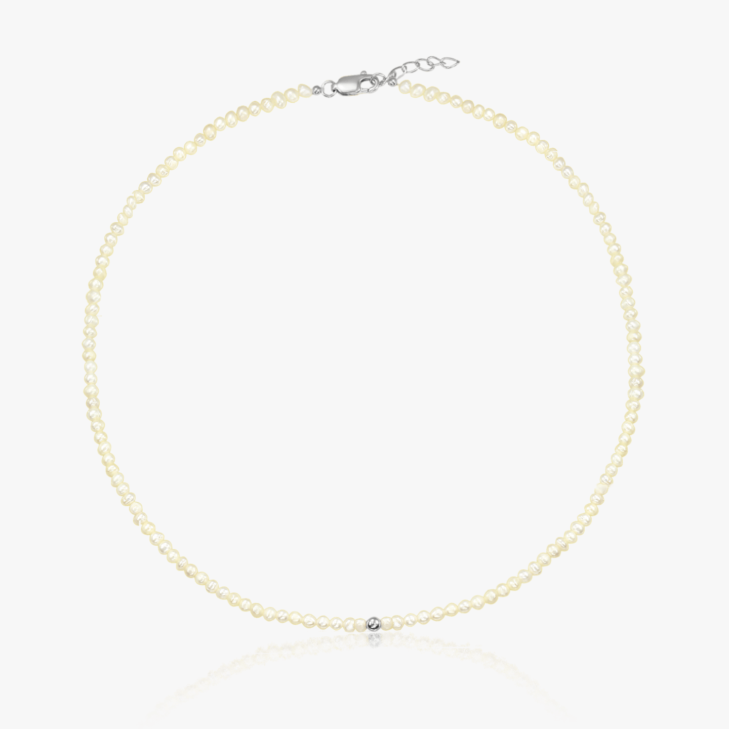 Glamour Silver Necklace - Natural Pearls - Indira