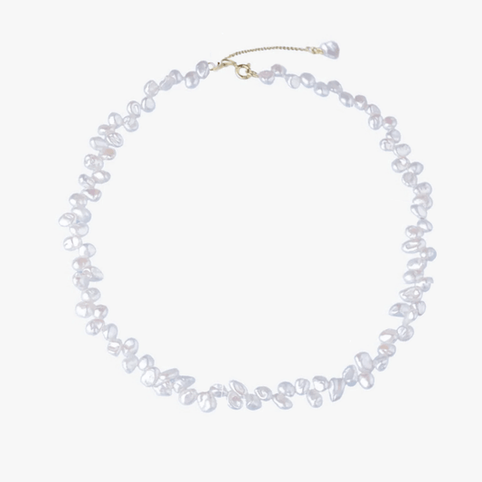 Golden Brielle Silver Necklace - Natural Pearls - Indira