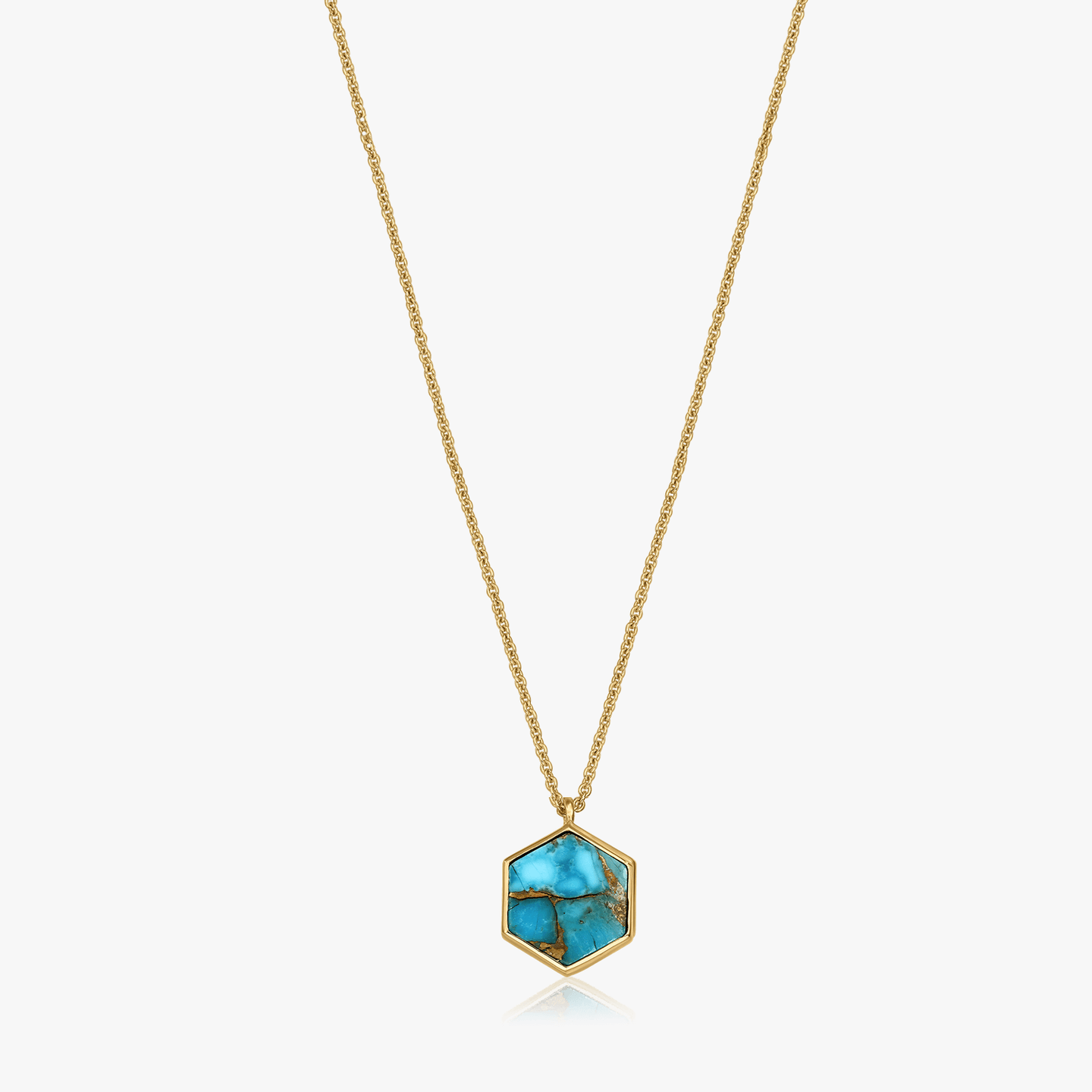 Golden Charlotte Silver Necklace - Turquoise Blue Copper - Indira