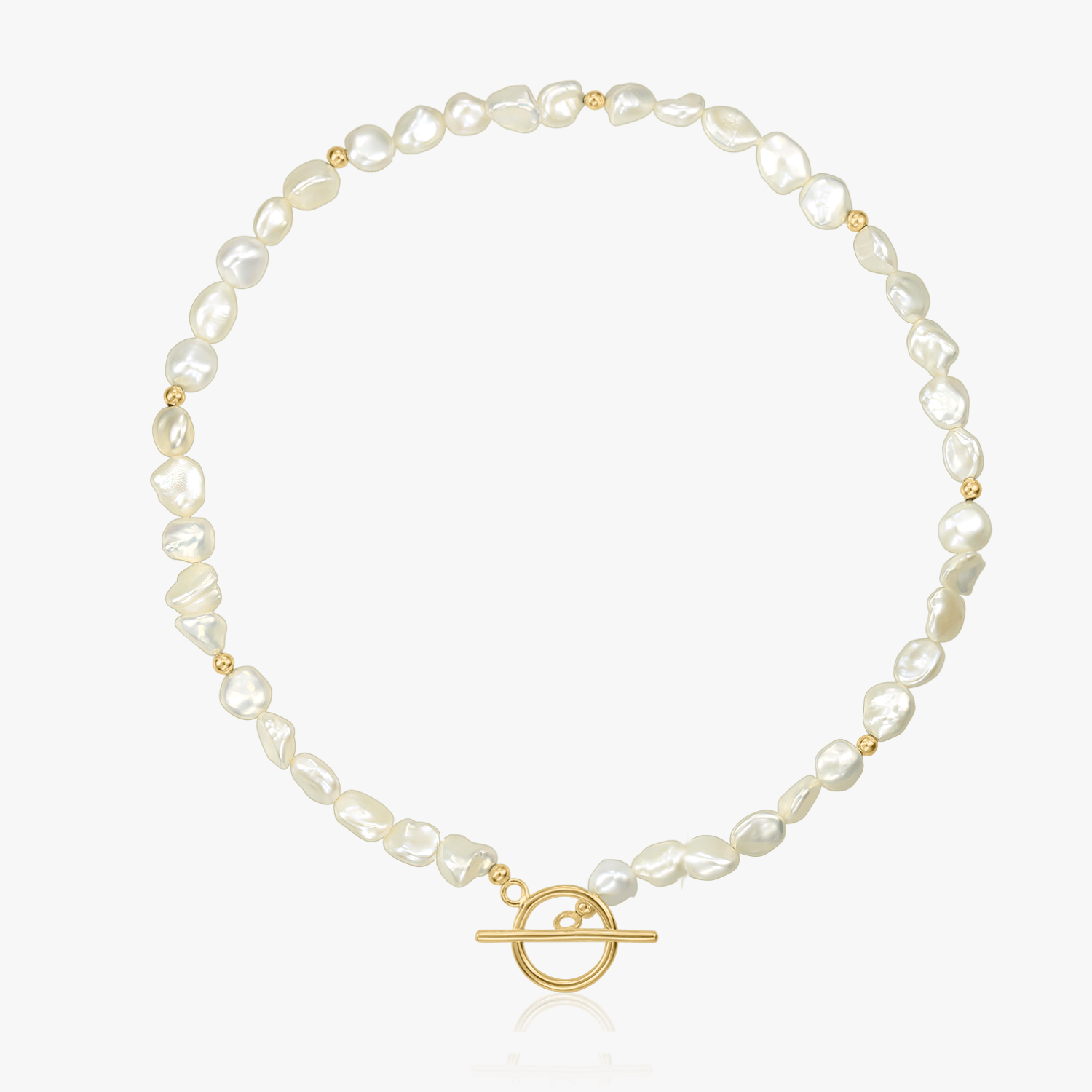 Golden Grace silver necklace - Natural Pearls