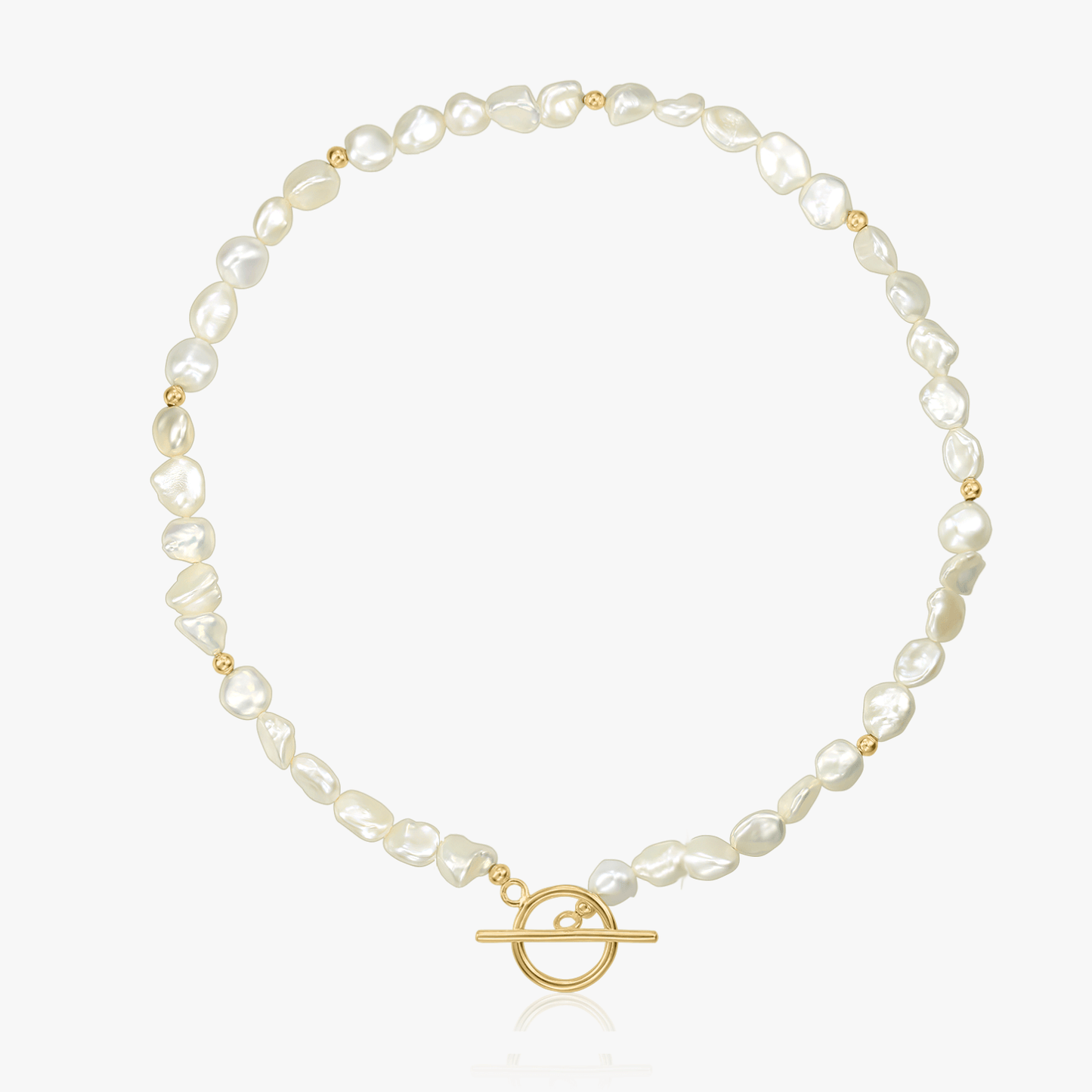 Golden Grace silver necklace - Natural Pearls