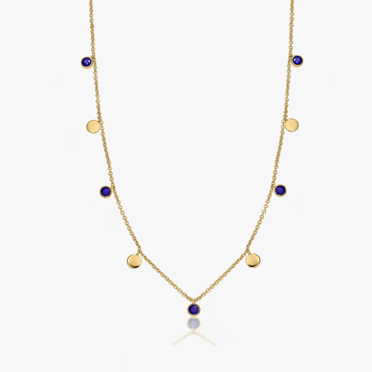 Golden Noora Silver Necklace - Lapis Lazuli - Indira