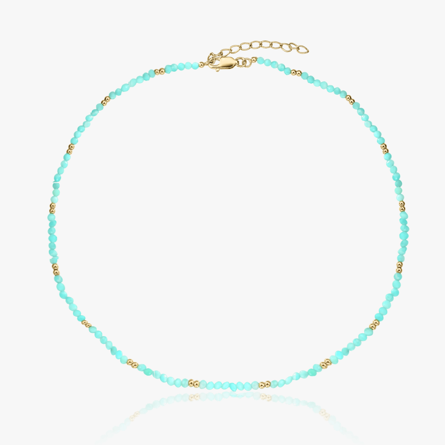 Golden SummerScape Silver Necklace - Amazonite - Indira