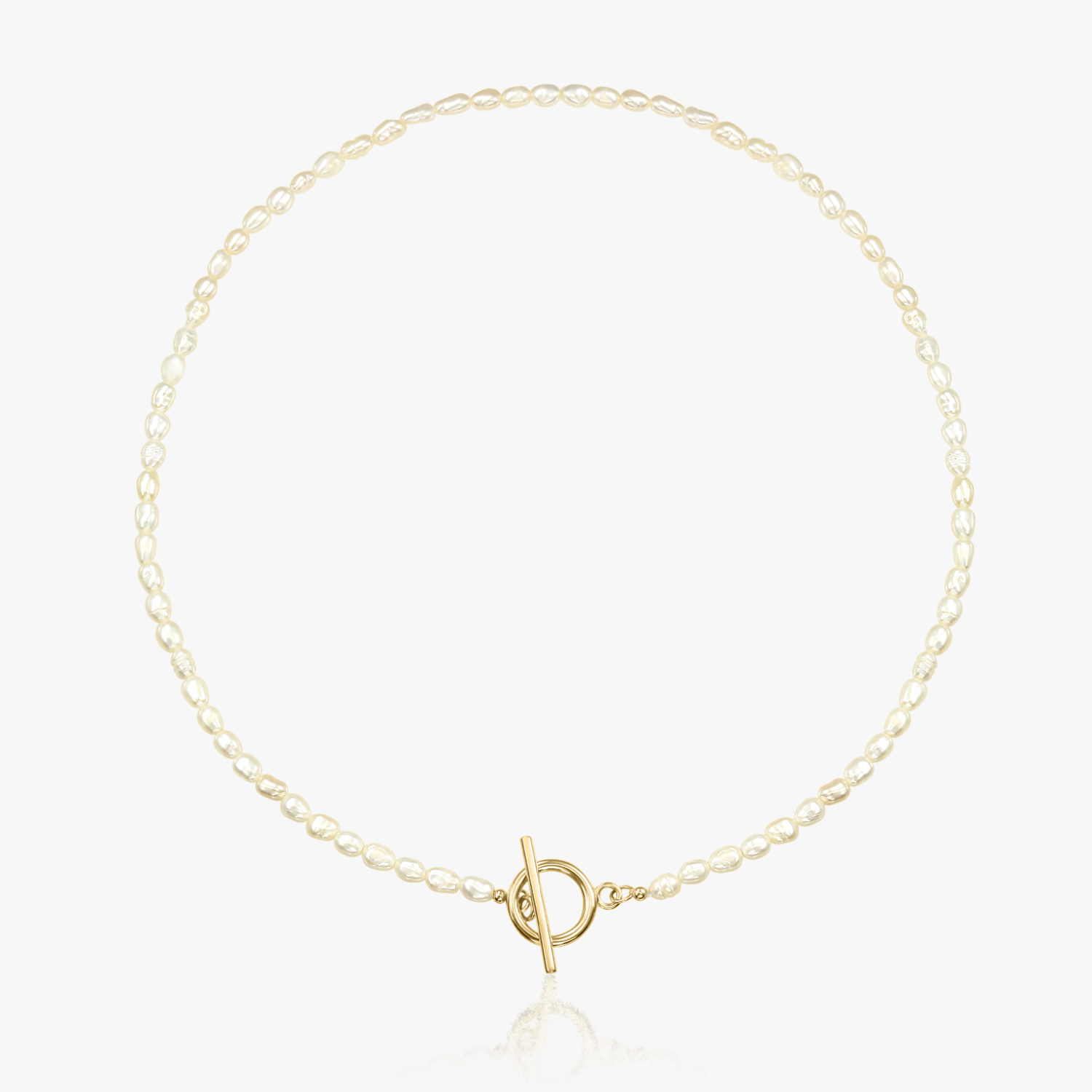 Locked Golden Silver Necklace - Natural Pearls