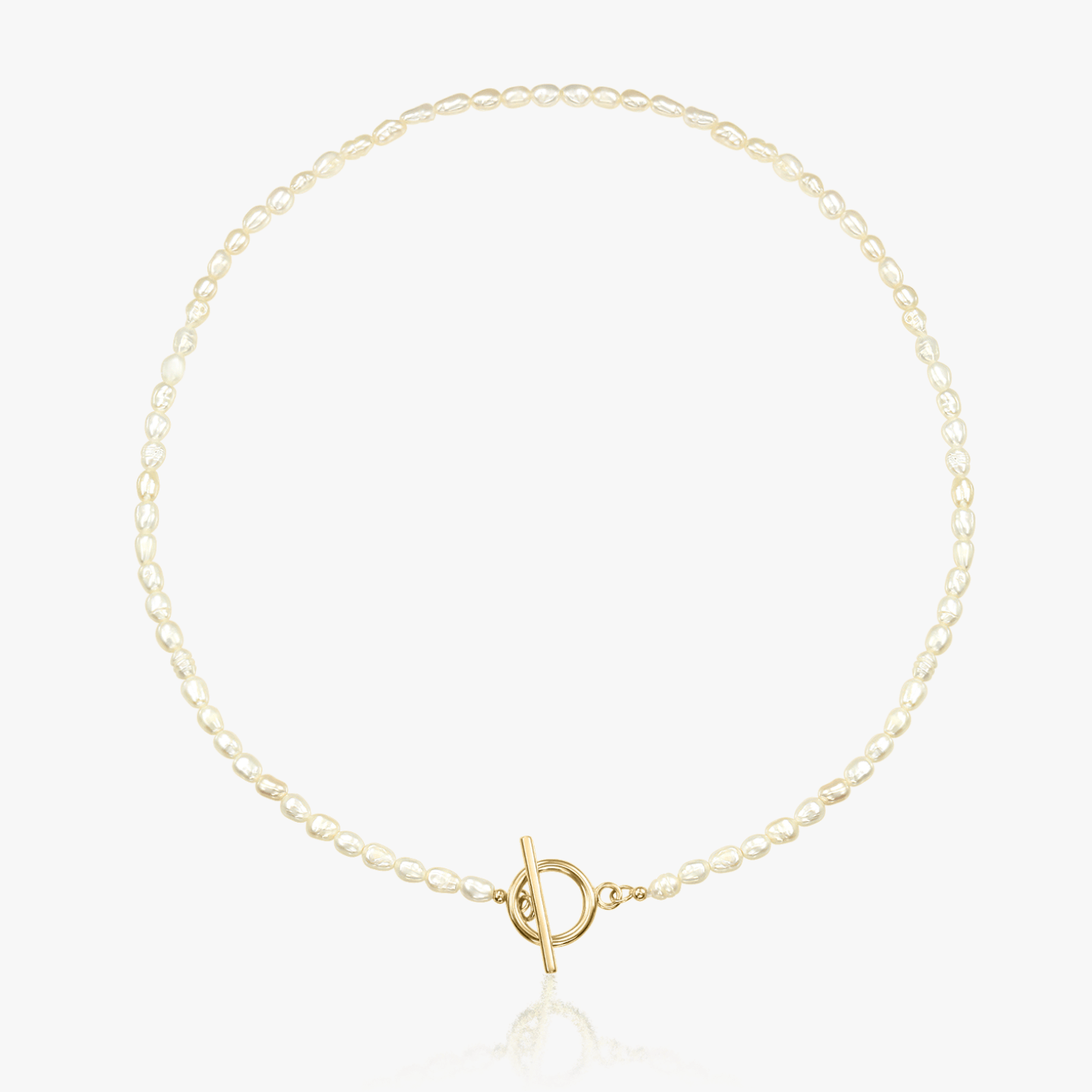 Locked Golden Silver Necklace - Natural Pearls - Indira